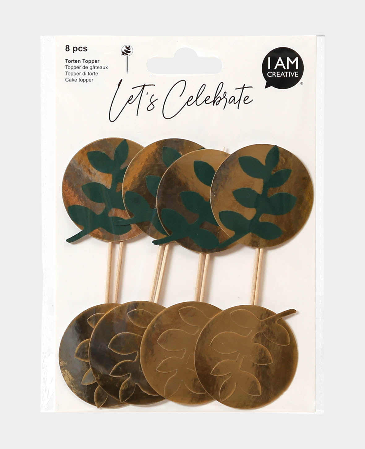 Foil Picks gold, Cupcake Toppers, Appetizer Picks, 8 pcs.