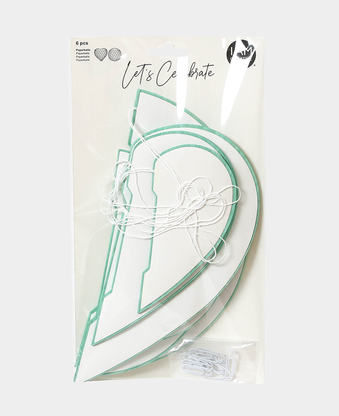Paperballs Herz & rund mint, 6 Stk.