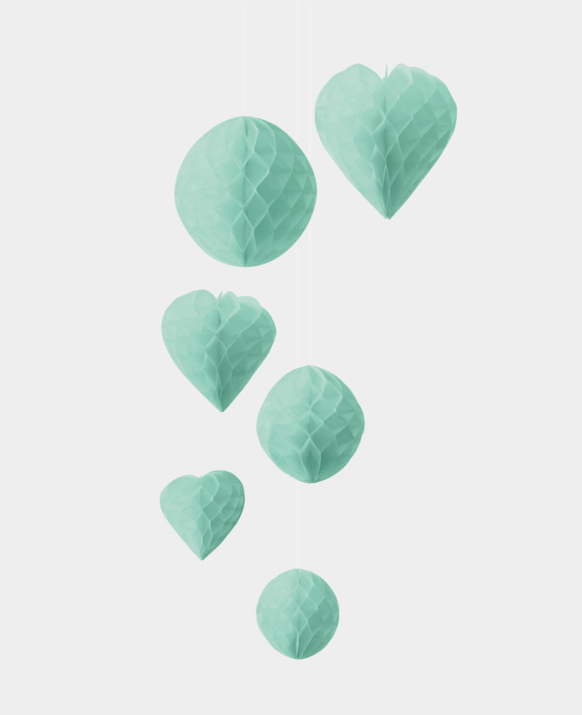 Paperballs Herz & rund mint, 6 Stk.