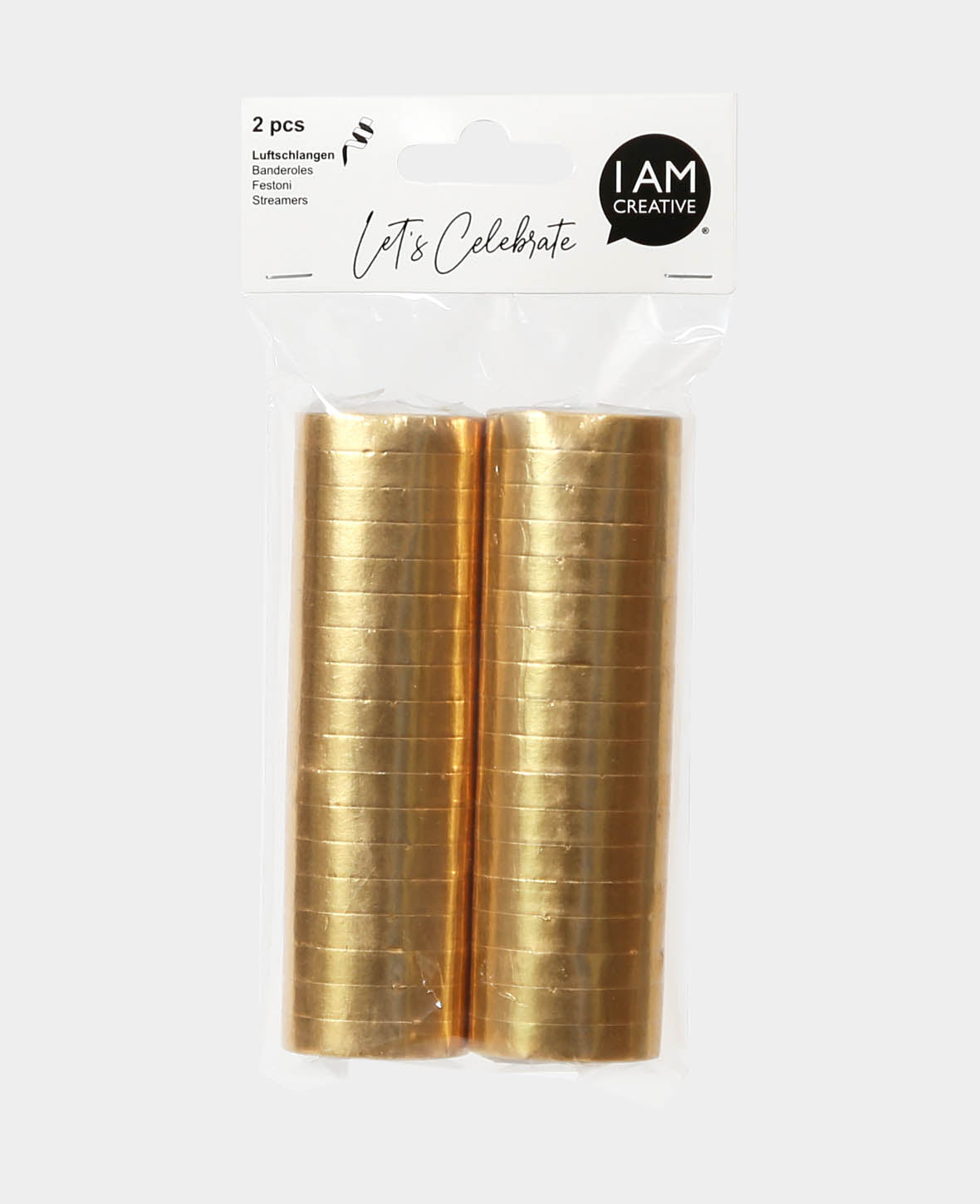 Luftschlangen, Gold, 2 Stk.
