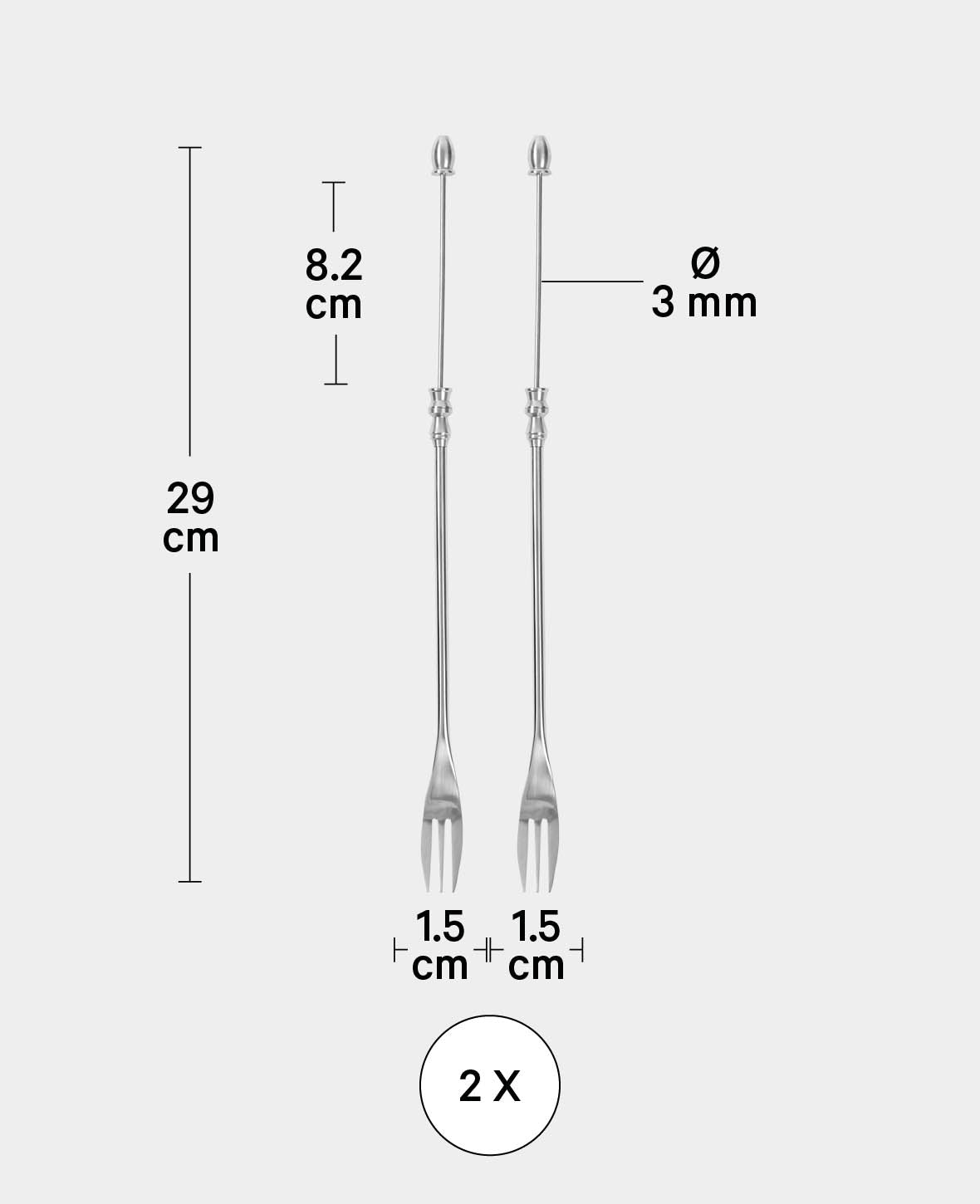 Fonduegabel 2er Set FIMO Zubehör, 30 cm, 4 x 2 Stk.