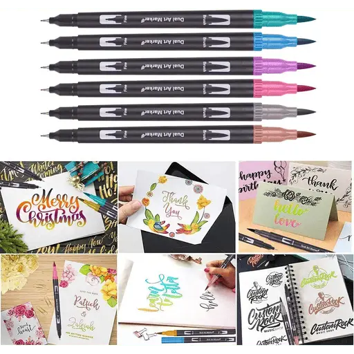 Künstler Doppelspitz Mal Filzstifte Dual Brush Pen inkl. Tasche, 60 Stk.