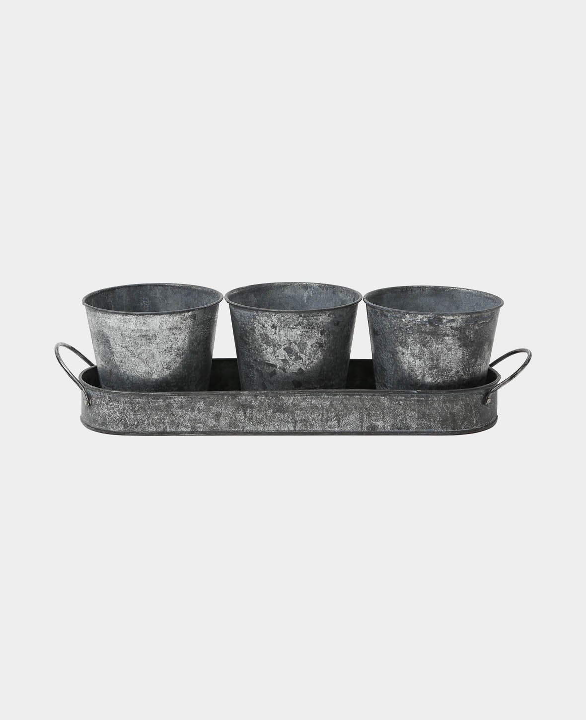 Blechtöpfe-Set, Silbergrau, 33 x 10 cm, 1 Set mit 3 Töpfen