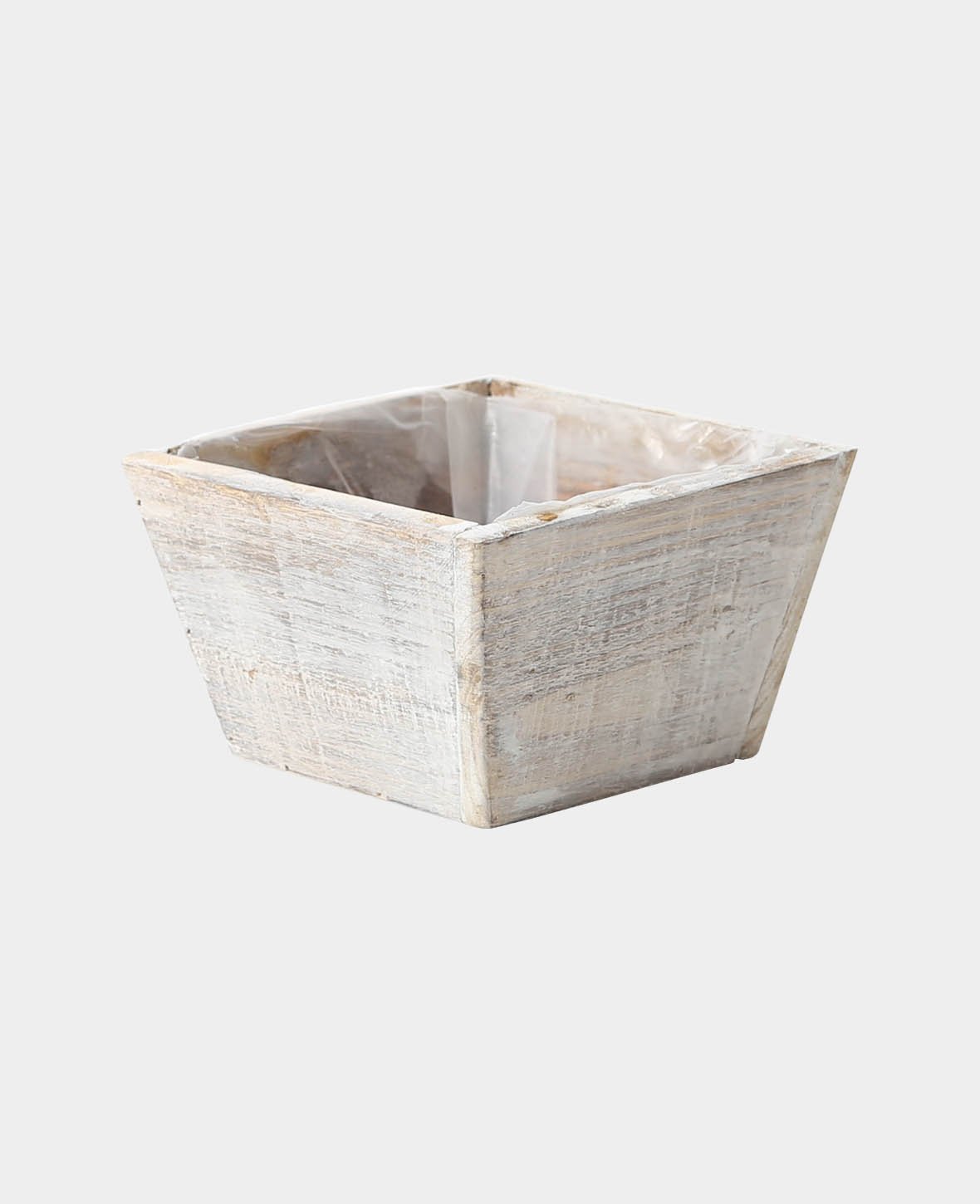 Wooden pot with foil, 15 x 15 x 9.5 cm