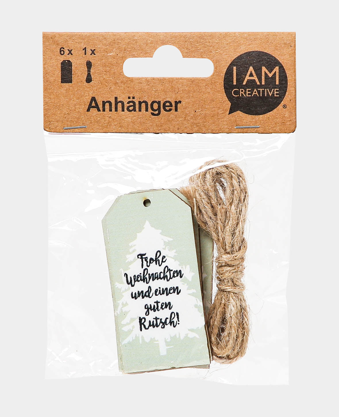 Geschenkanhänger Weihnachten, Holz, Weiss, Schwarz & Grün, 6 Stk.