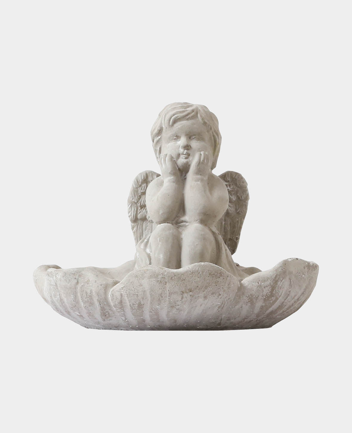 Vogel Bad mit Engel aus Zement, 20 x 19 x H16 cm