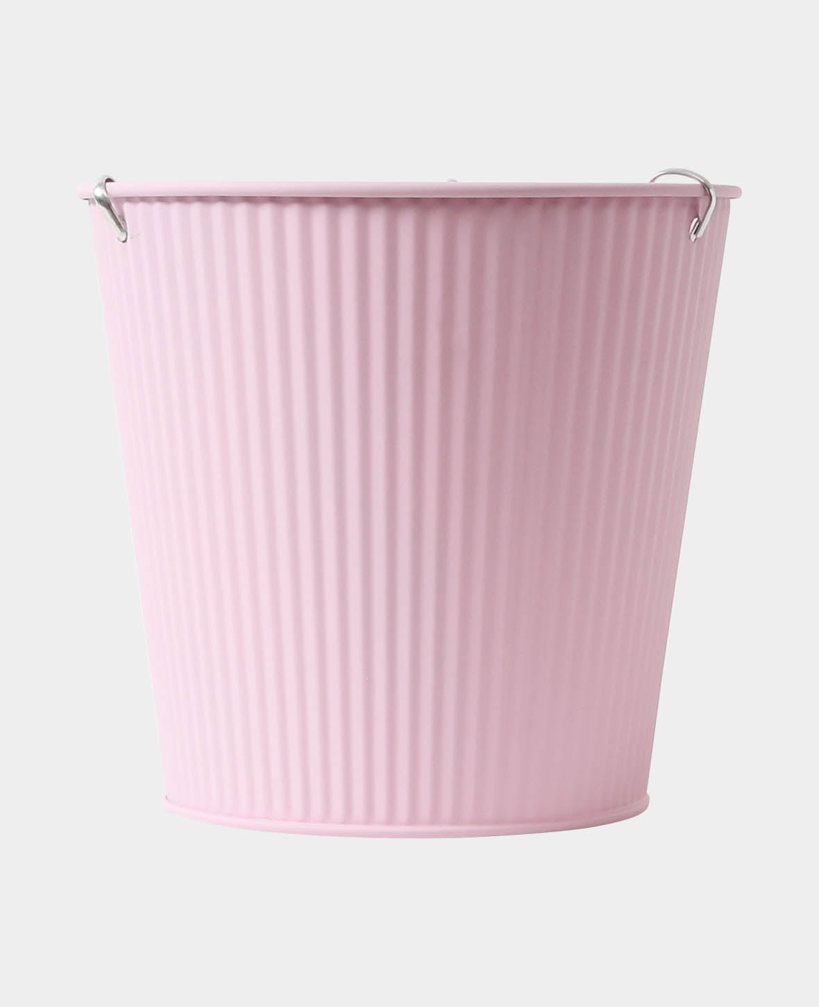Matt-rosa Hängetopf mit silberner Kette, D15.5 x H15 cm