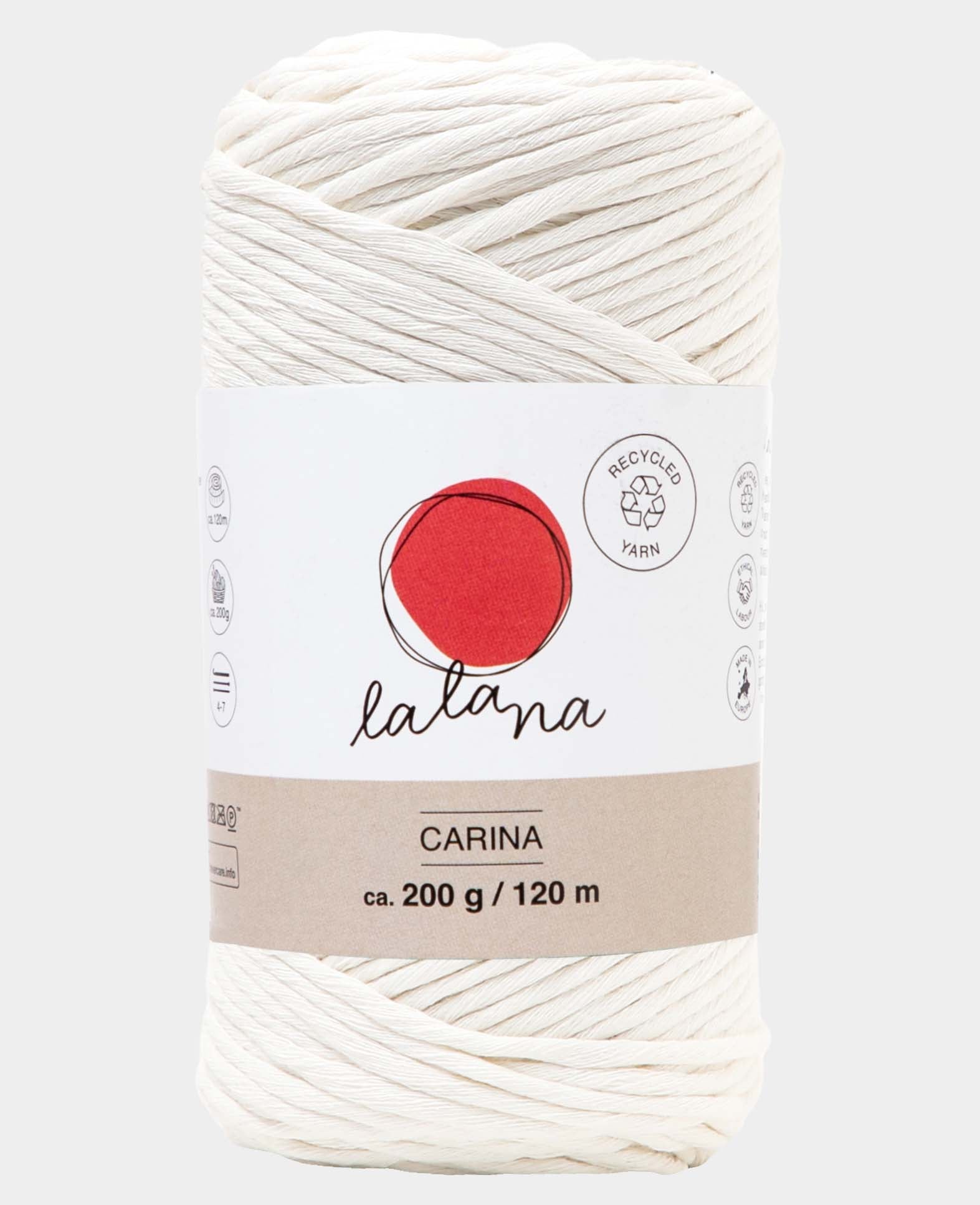 Carina cream, Lalana Garn für Häkeln, Stricken, Weben & Makramee Projekte, Cremefarben, 3 mm x ca. 120 m, ca. 200 g