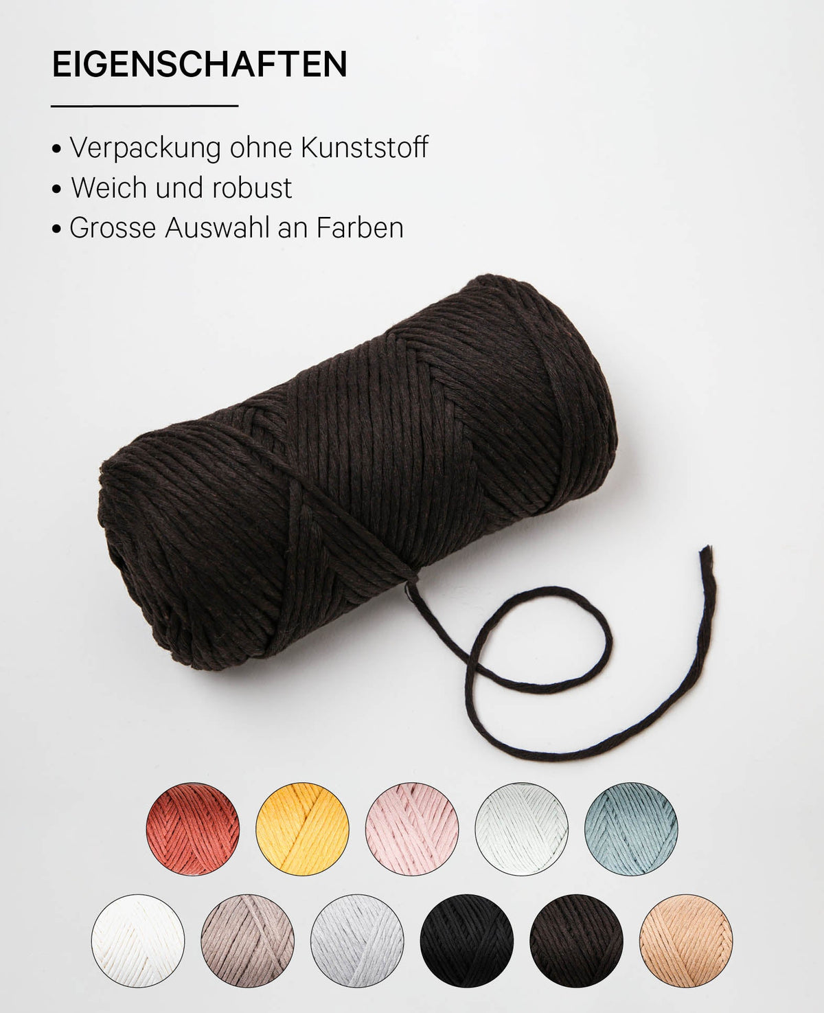 Carina brown, Lalana Garn für Häkeln, Stricken, Weben & Makramee Projekte, Braun, 3 mm x ca. 120 m, ca. 200 g
