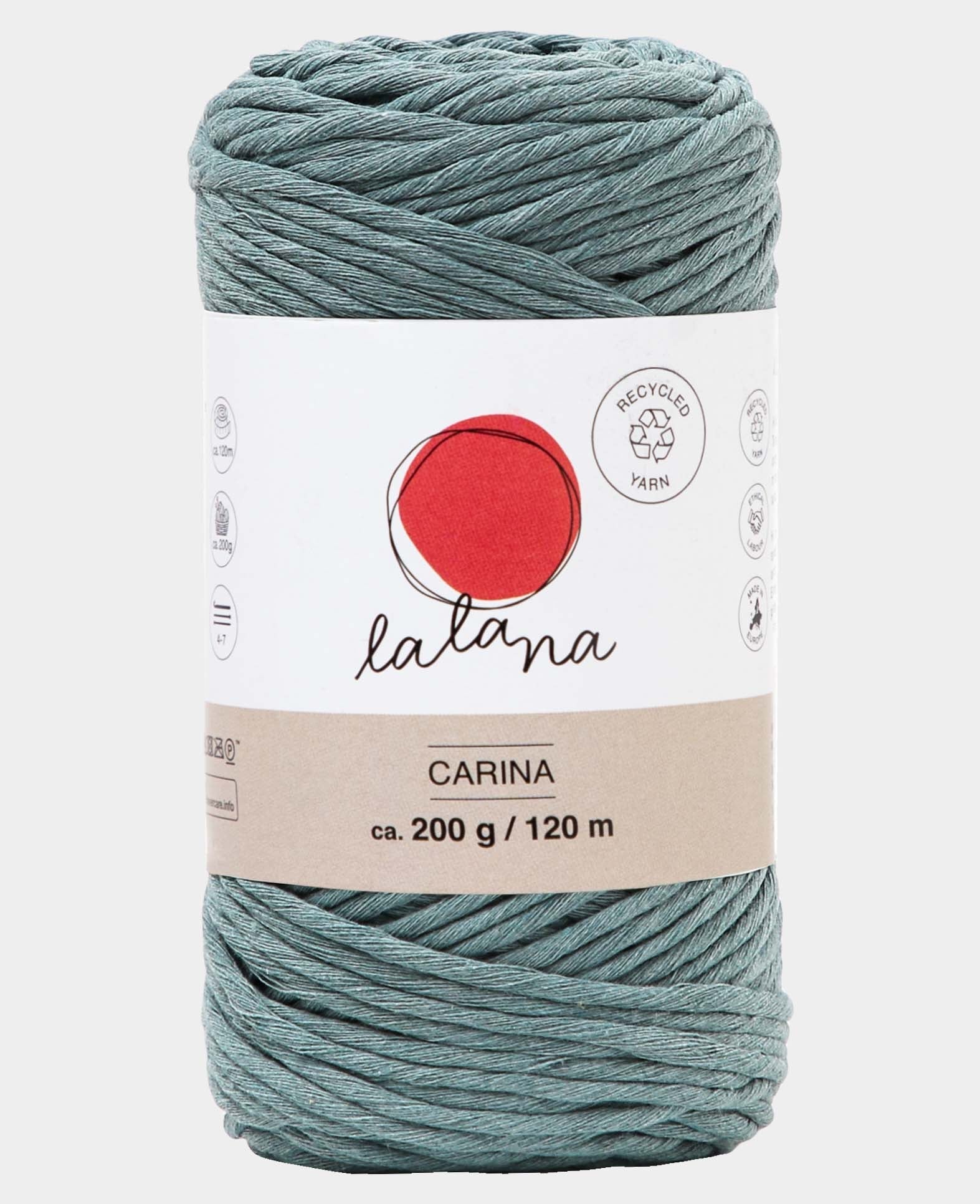 Carina salvia, Lalana Garn für Häkeln, Stricken, Weben & Makramee Projekte, Graublau, 3 mm x ca. 120 m, ca. 200 g
