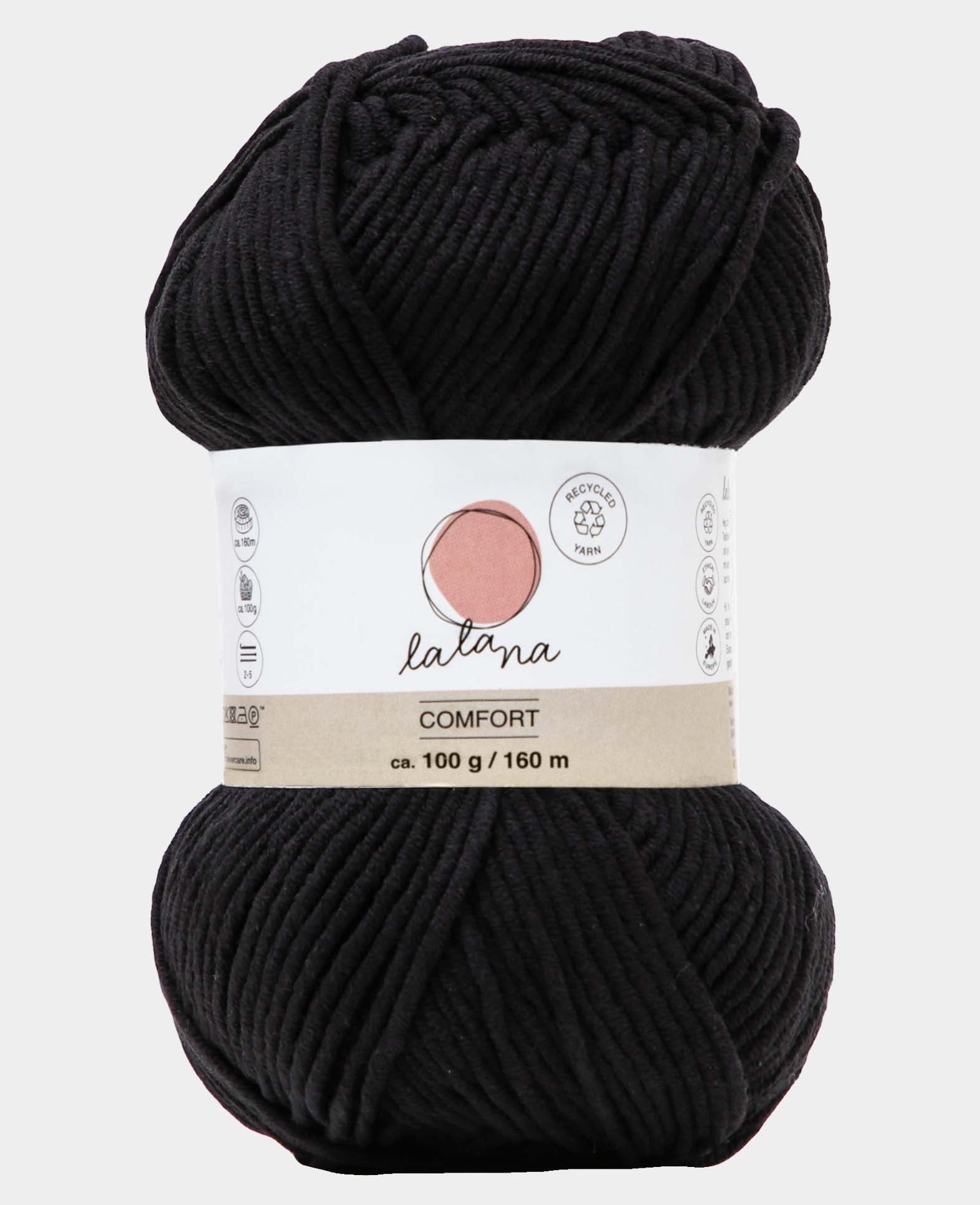 Comfort black, Lalana Schwarz, 3 mm x ca. 160 m, ca. 100 g