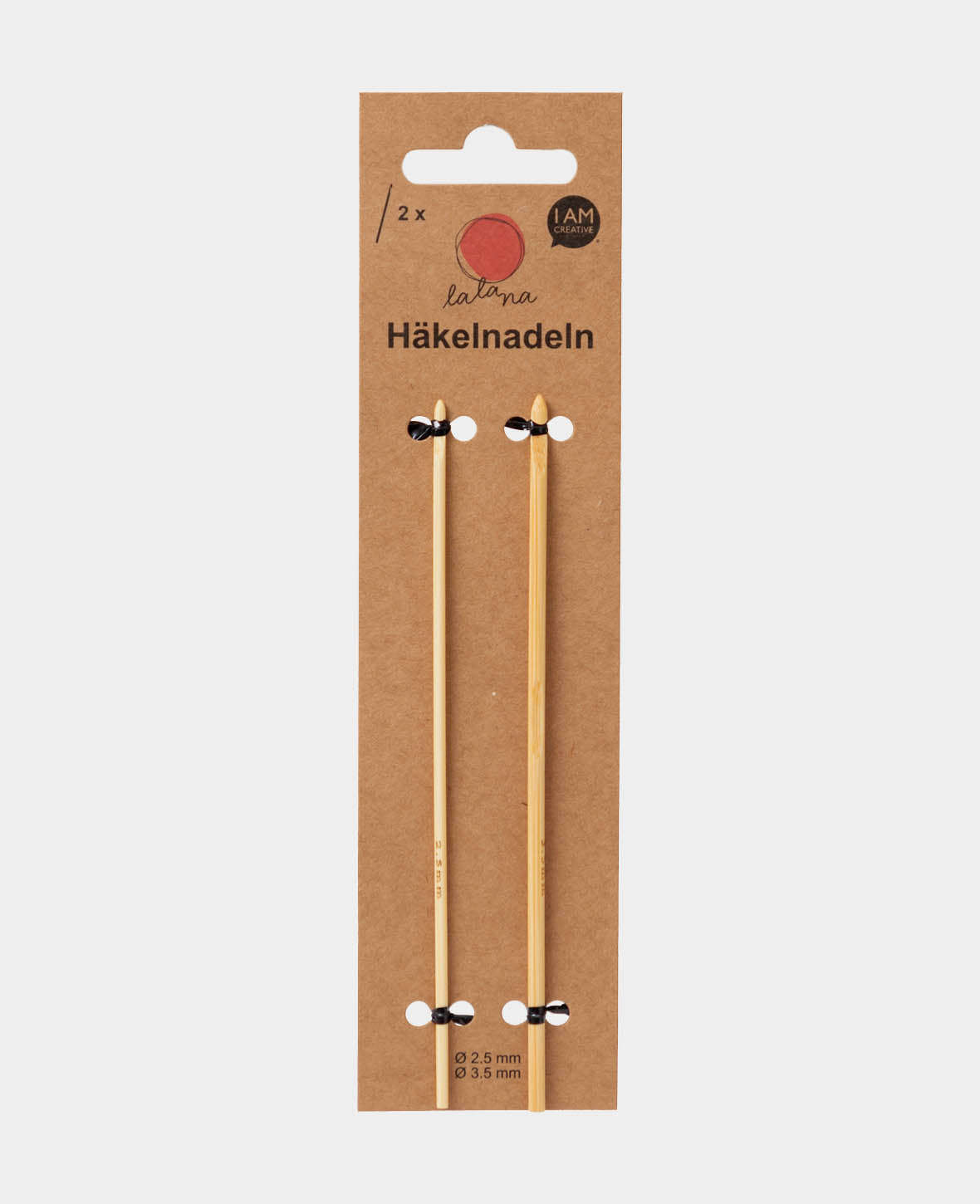 Häkelnadel Set, Bambus-Häkelnadeln für Anfänger und Experten, Natur, ø 2.5 / ø 3.5 x 150 mm, 2 Stk.