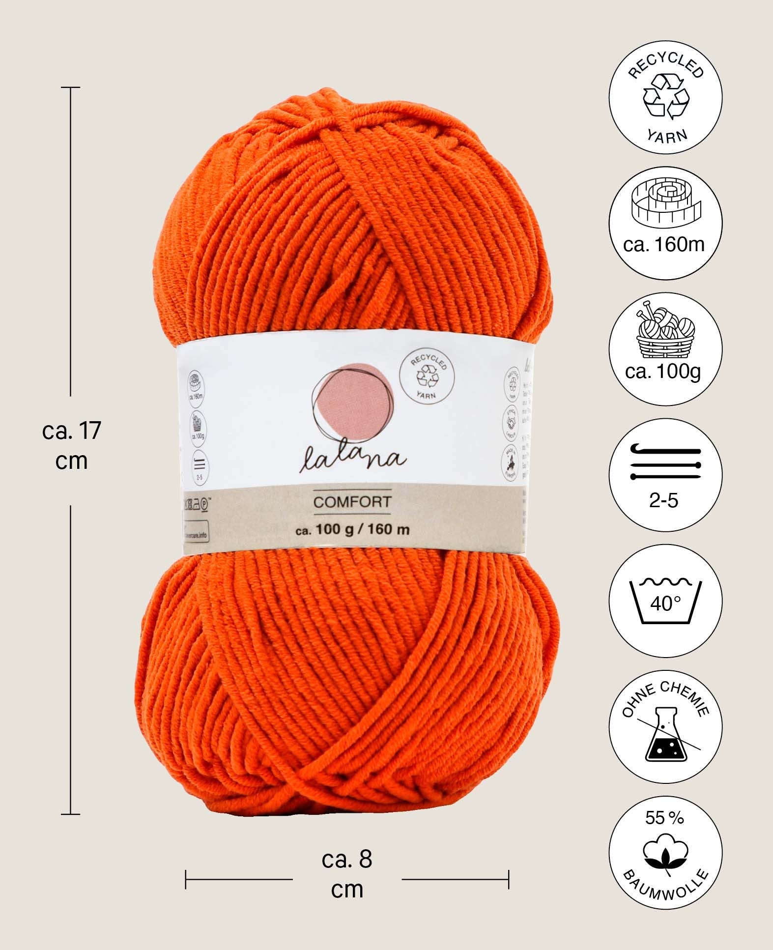 Comfort rusty, Lalana Reddish, 3 mm x approx. 160 m, approx. 100 g
