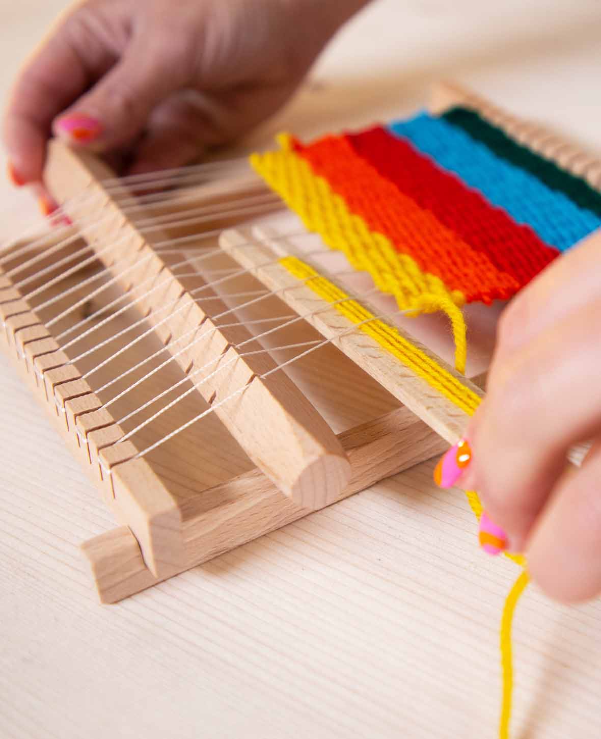 Métier à tisser, 21,5 x 16,5 x 3 cm, métier à tisser pour enfants en bois de hêtre