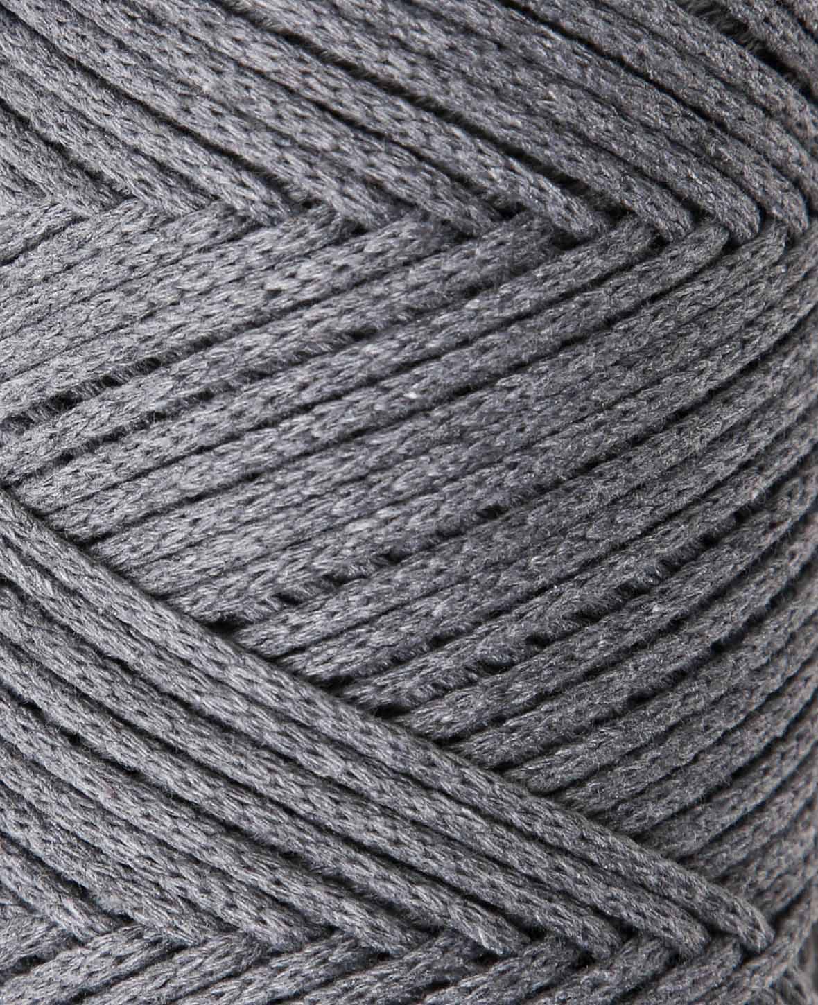 Lady Chain dark grey, Lalana Kettengarn zum Häkeln, Stricken, Knüpfen & Makramee Projekte, Dunkelgrau, ca. 2 mm x 100 m, ca. 200 g