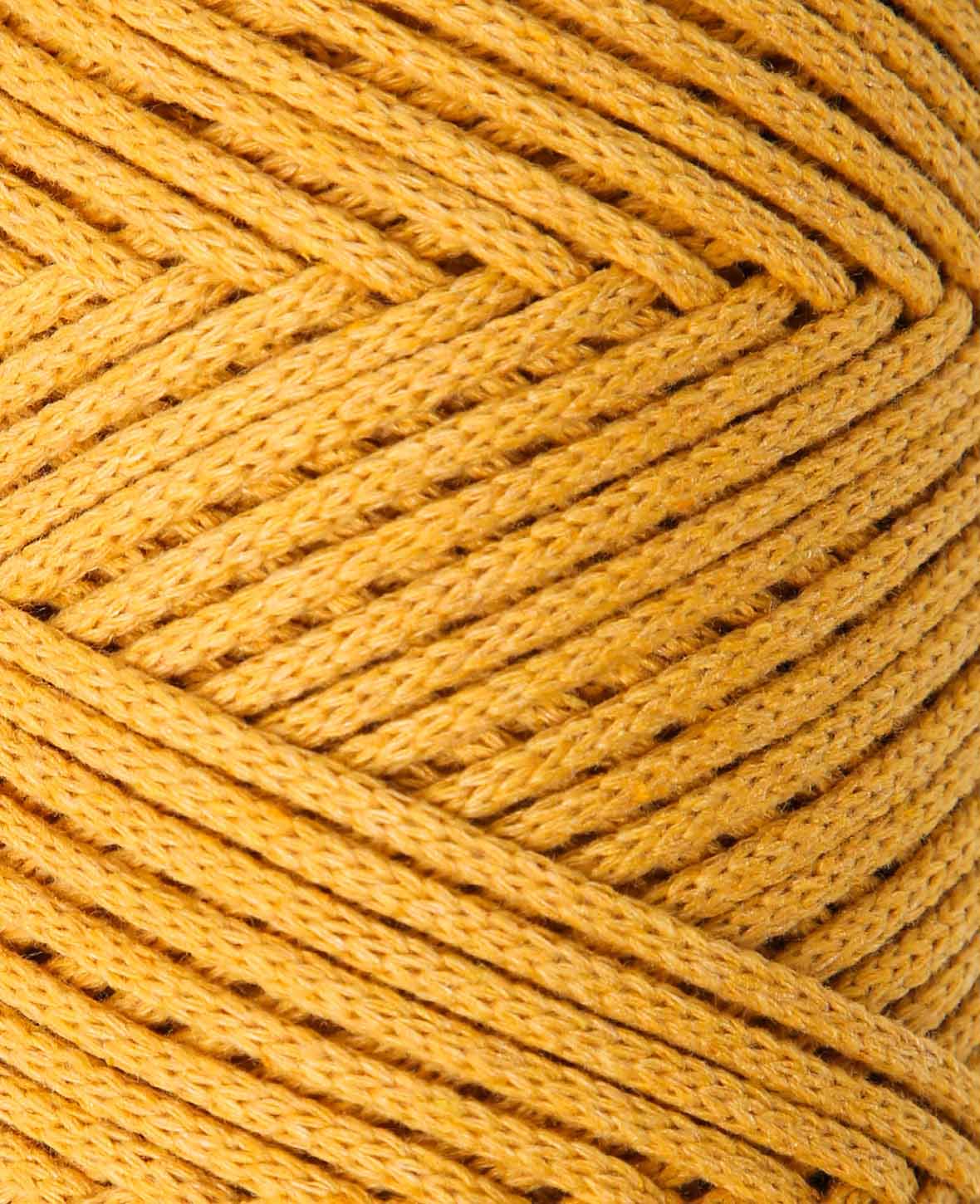 Lady Chain mustard, Lalana Kettengarn zum Häkeln, Stricken, Knüpfen & Makramee Projekte, Senfgelb, ca. 2 mm x 100 m, ca. 200 g