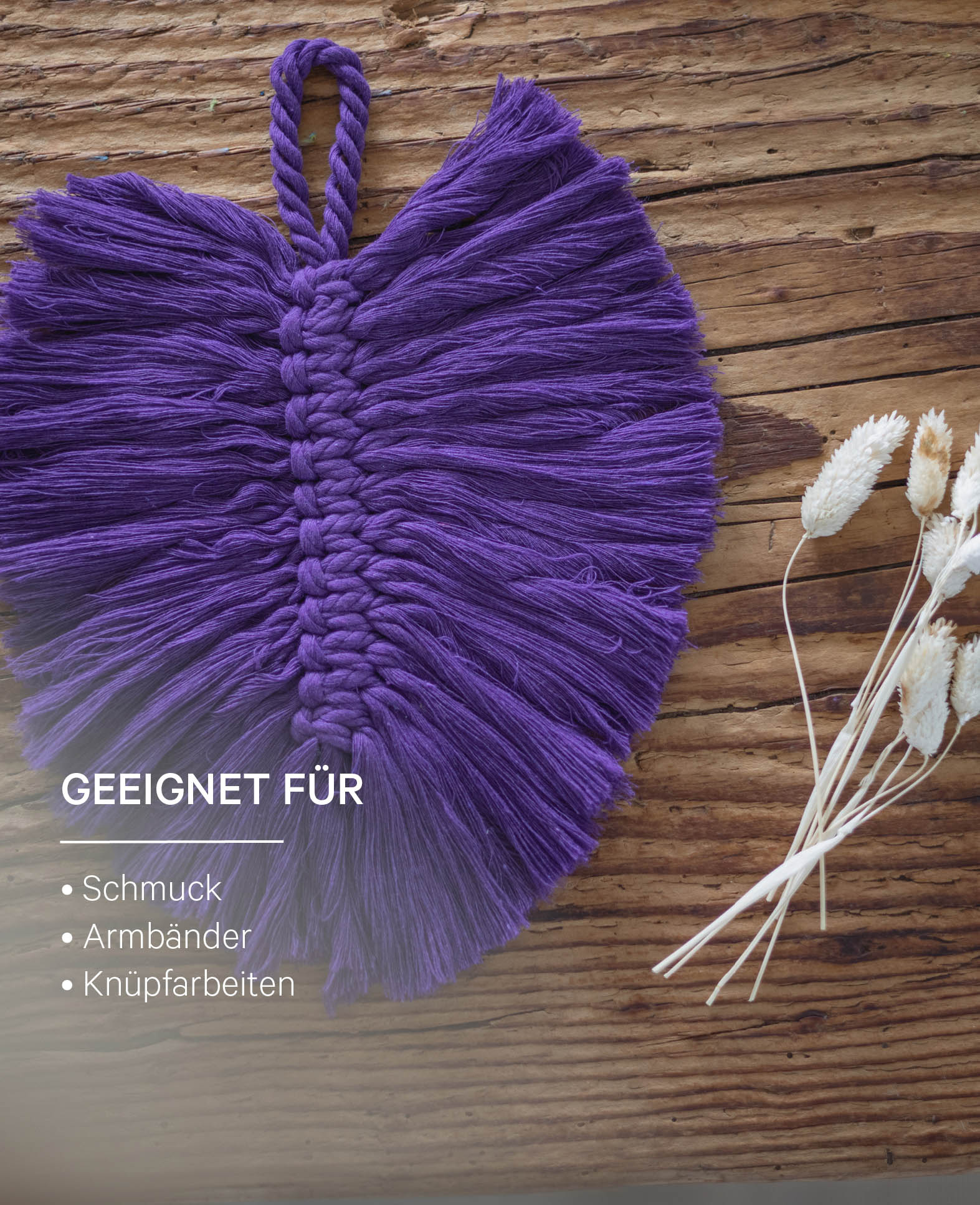 Macrame Rope powder, Lalana Knüpfgarn für Makramee Projekte, Rosa, 2 mm x ca. 160 m, ca. 500 g
