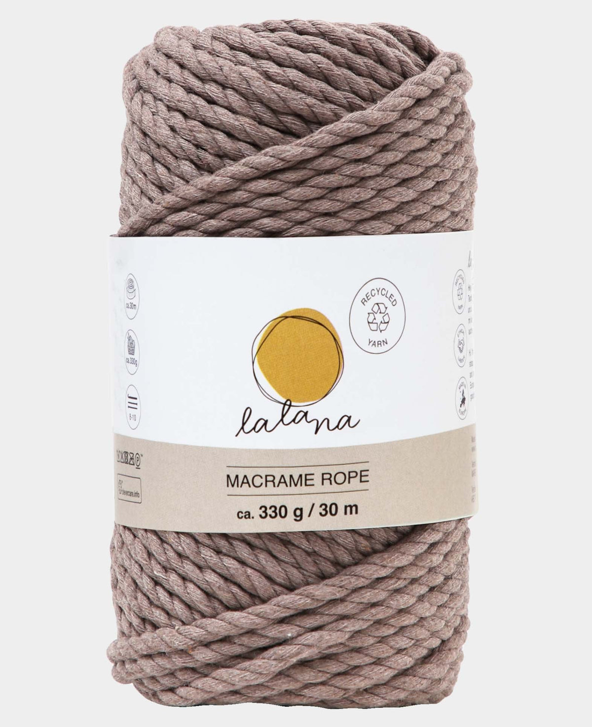 Macrame Rope coffee, Lalana Knüpfgarn für Makramee Projekte, Braun, 5 mm x ca. 30 m, ca. 330 g