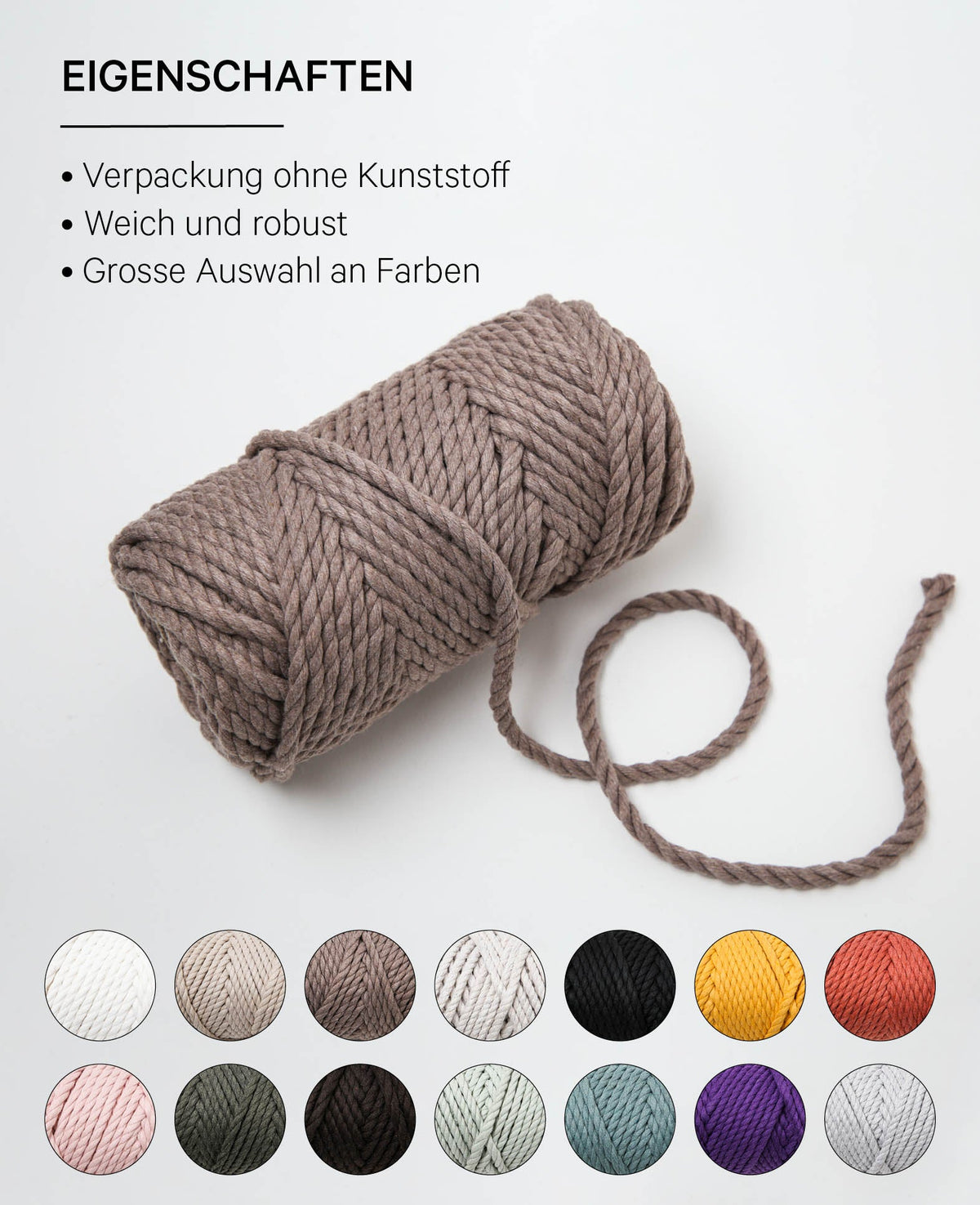 Macrame Rope coffee, Lalana Knüpfgarn für Makramee Projekte, Braun, 5 mm x ca. 30 m, ca. 330 g