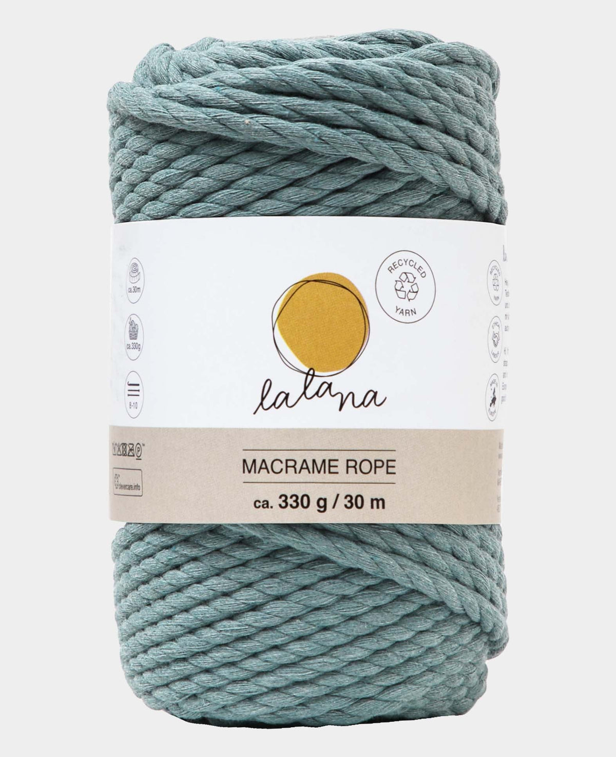 Macrame Rope salvia, Lalana Knüpfgarn für Makramee Projekte, Graublau, 5 mm x ca. 30 m, ca. 330 g