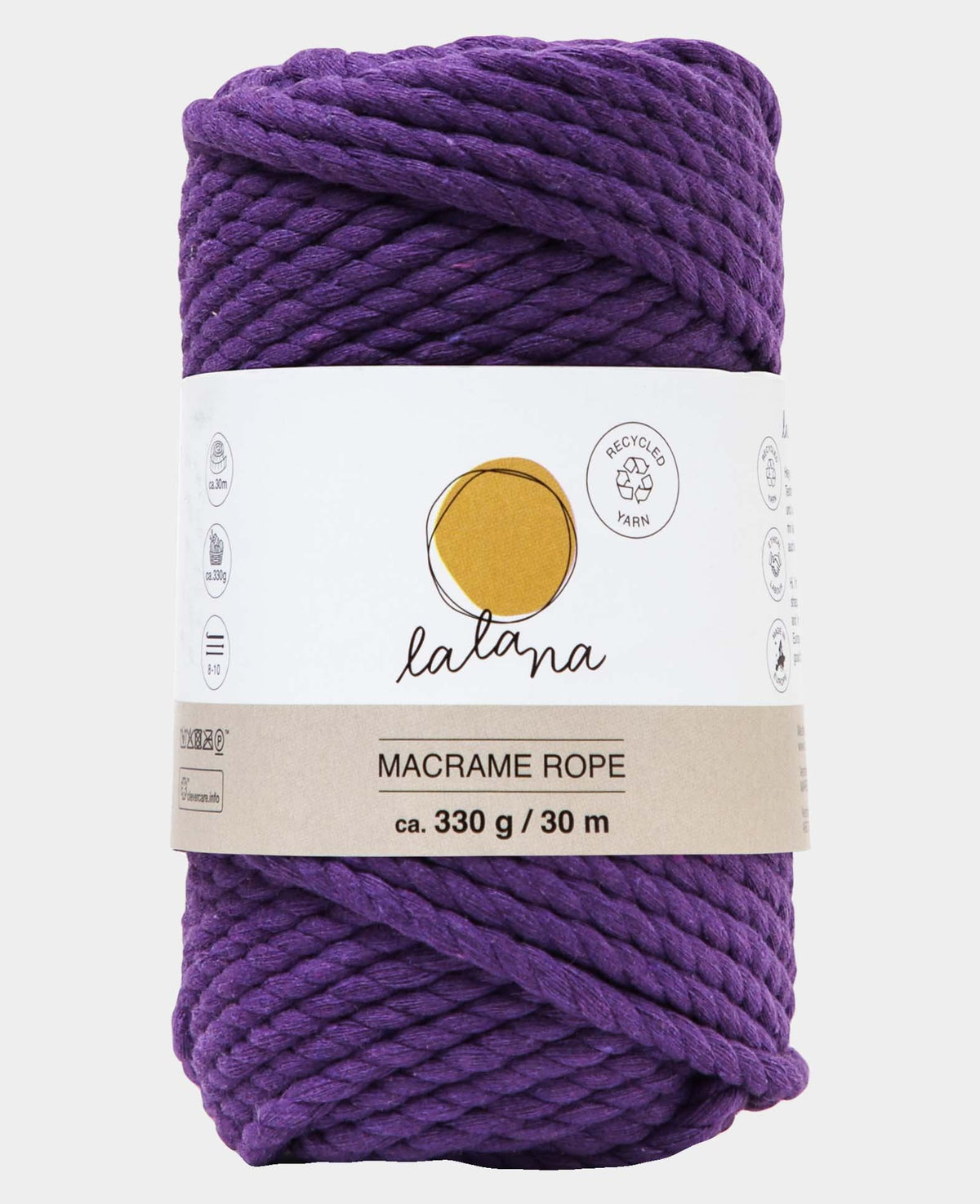 Macrame Rope mauve, Lalana Knüpfgarn für Makramee Projekte, Violett, 5 mm x ca. 30 m, ca. 330 g