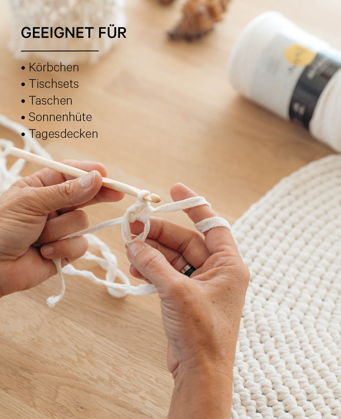 Ruban Pura Coffee, fil plat pour le crochet, le tricot, le nouage et les projets de macramé, marron, environ 8 x 1 mm x 95 m, environ 200 g