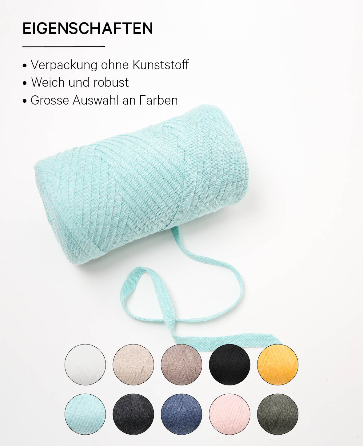 Ribbon Pura mint, Lalana Bandgarn zum Häkeln, Stricken, Knüpfen & Makramee Projekte, Mintgrün, ca. 8 x 1 mm x 95 m, ca. 200 g