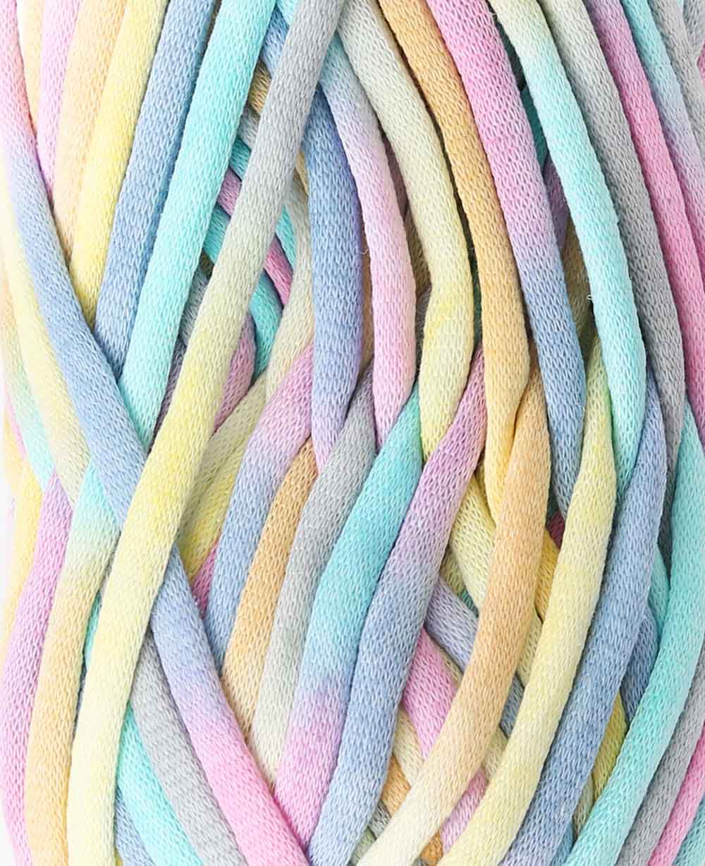 Lalana Soft Tube Rainbow, Gelb, Türkis, Pink Pastellmix, ca. 6 mm x 58 m, ca. 200 g