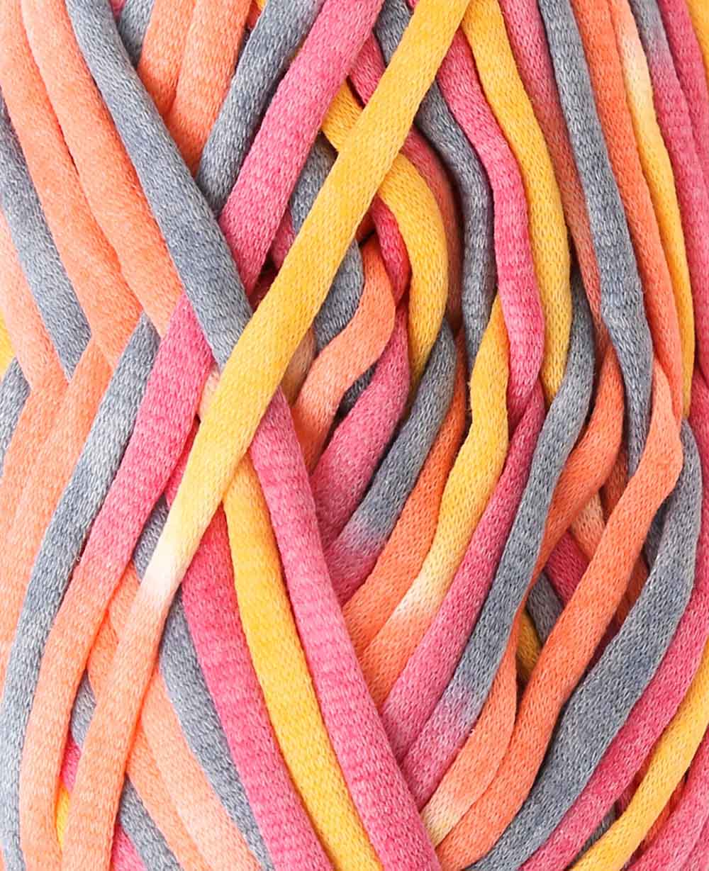 Lalana Soft Tube Rainbow 3, Gelb, Orange, Rosa, Pink, Grau Mix, ca. 6 mm x 58 m, ca. 200 g