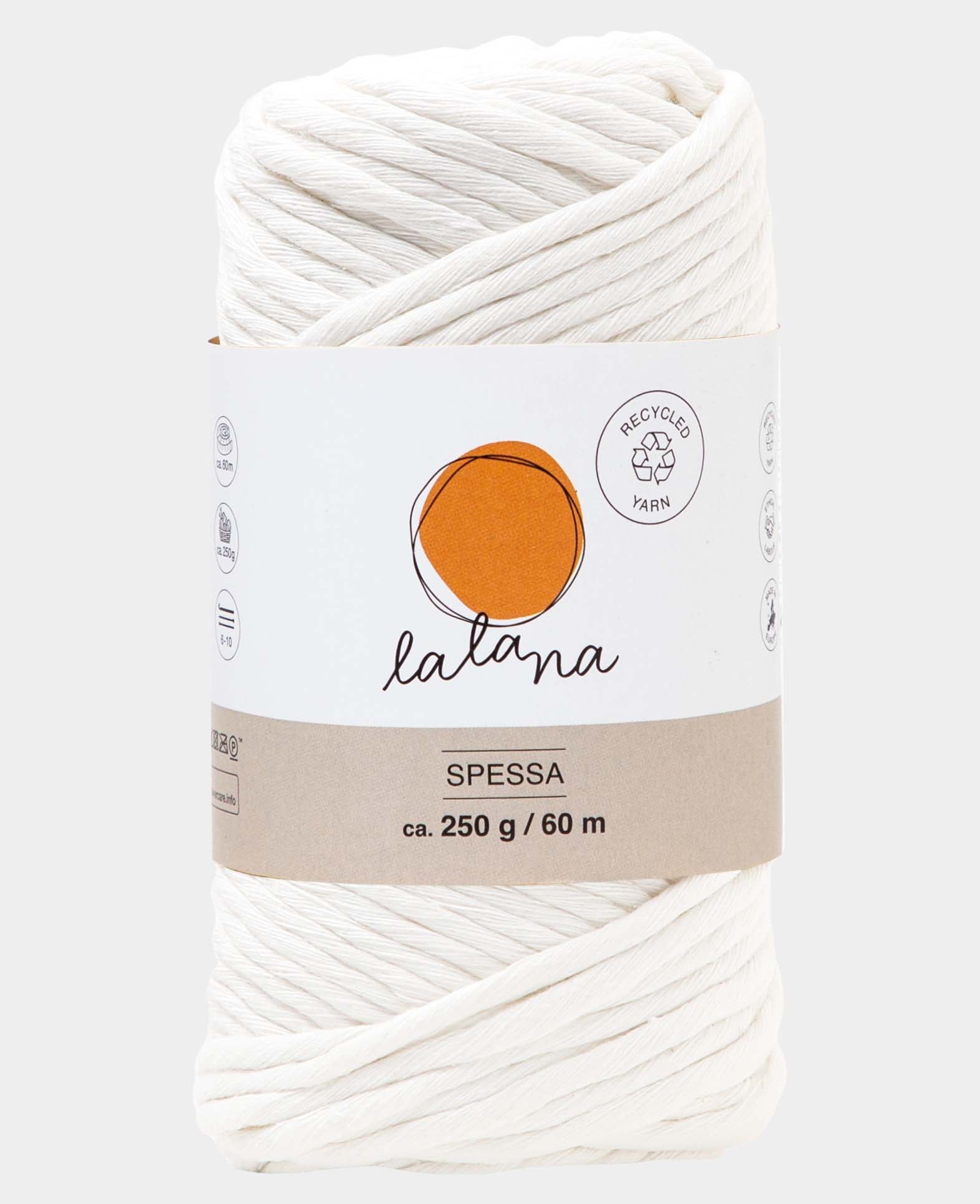 Spessa cream, Lalana Makrameegarn, Cremefarbe, ca. 5 mm x 60 m, ca. 250 g