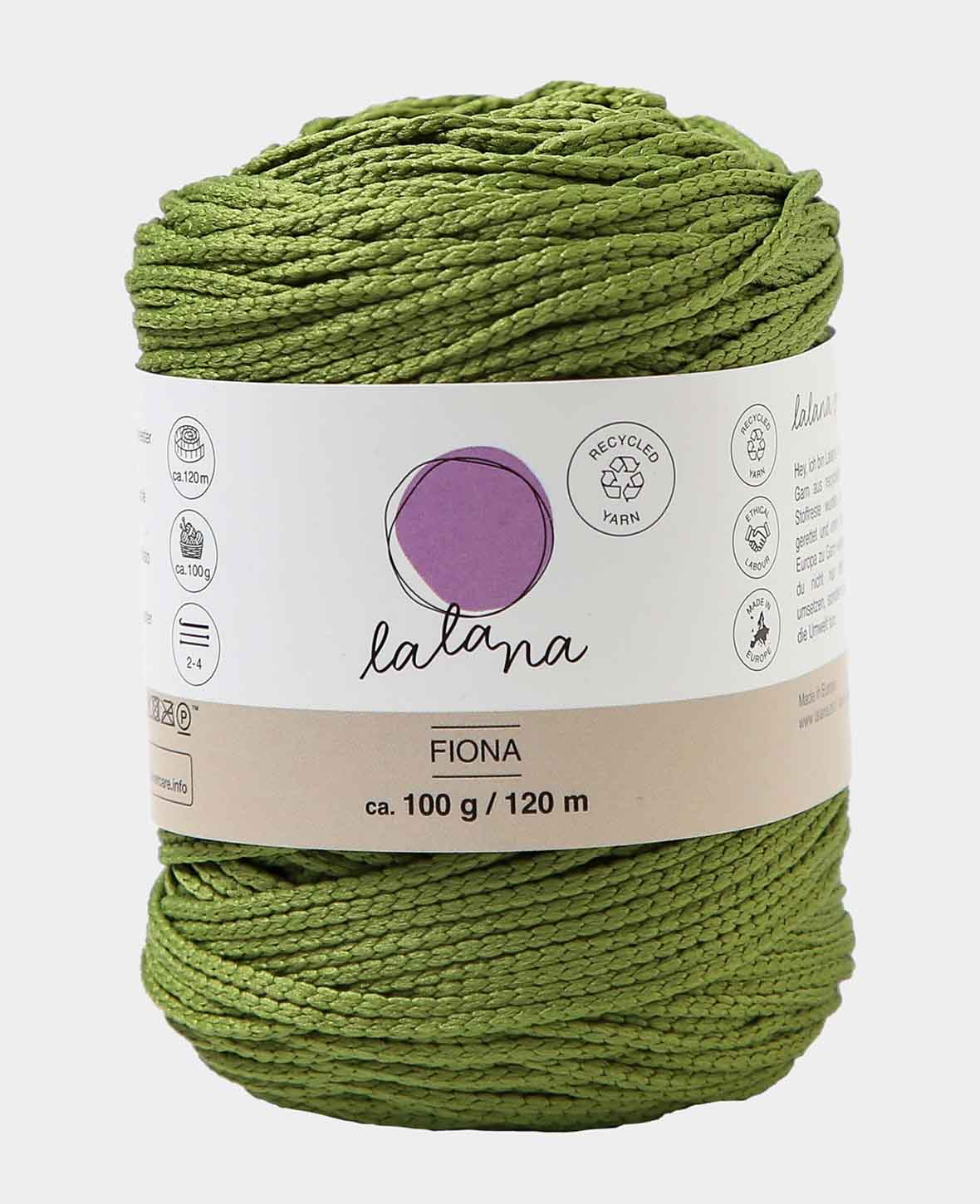 Fiona olive, Lalana Kettengarn, Olivegrün, ca. 100 g, ca. 120 m, ø 2mm
