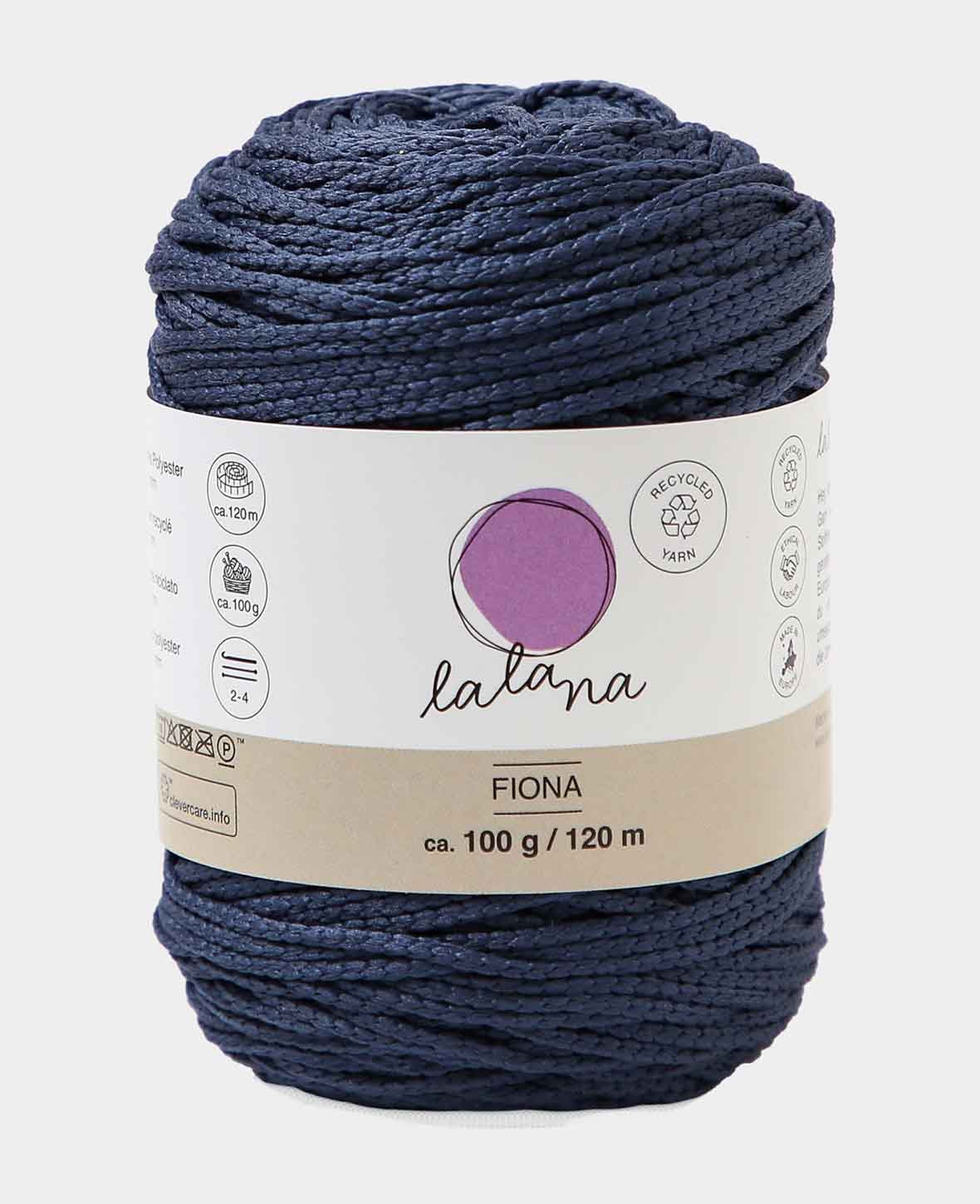 Fiona night blue, Lalana Kettengarn, Nachtblau, ca. 100 g, ca. 120 m, ø 2mm