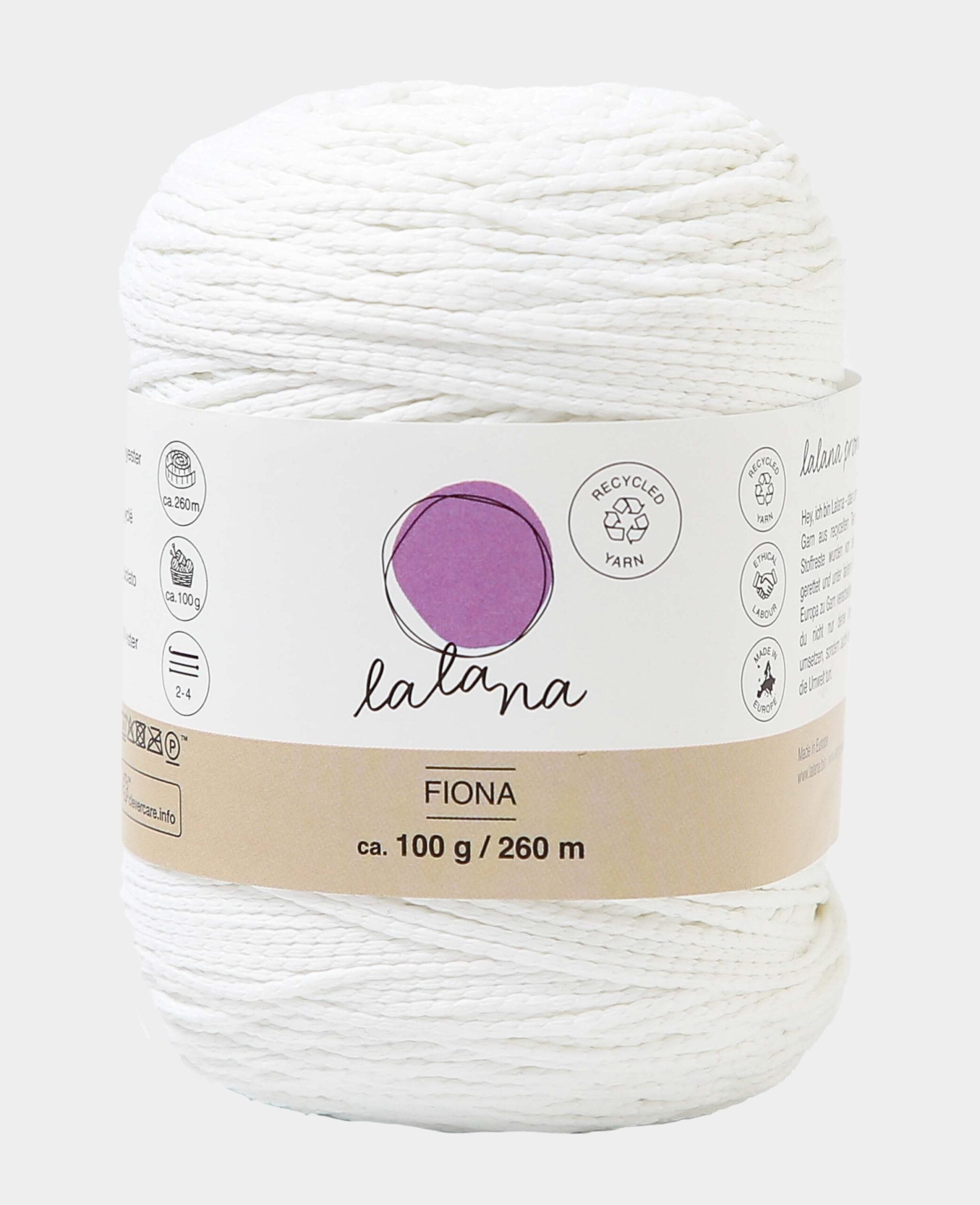 Fiona white, Lalana Kettengarn, Weiss, ca. 100 g, ca. 260 m, ø 1mm