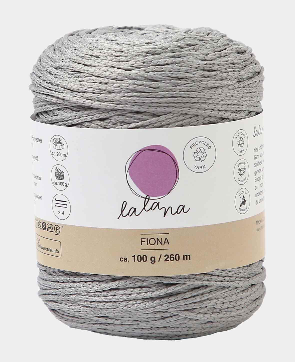 Fiona light grey, Lalana Kettengarn, Hellgrau, ca. 100 g, ca. 260 m, ø 1mm