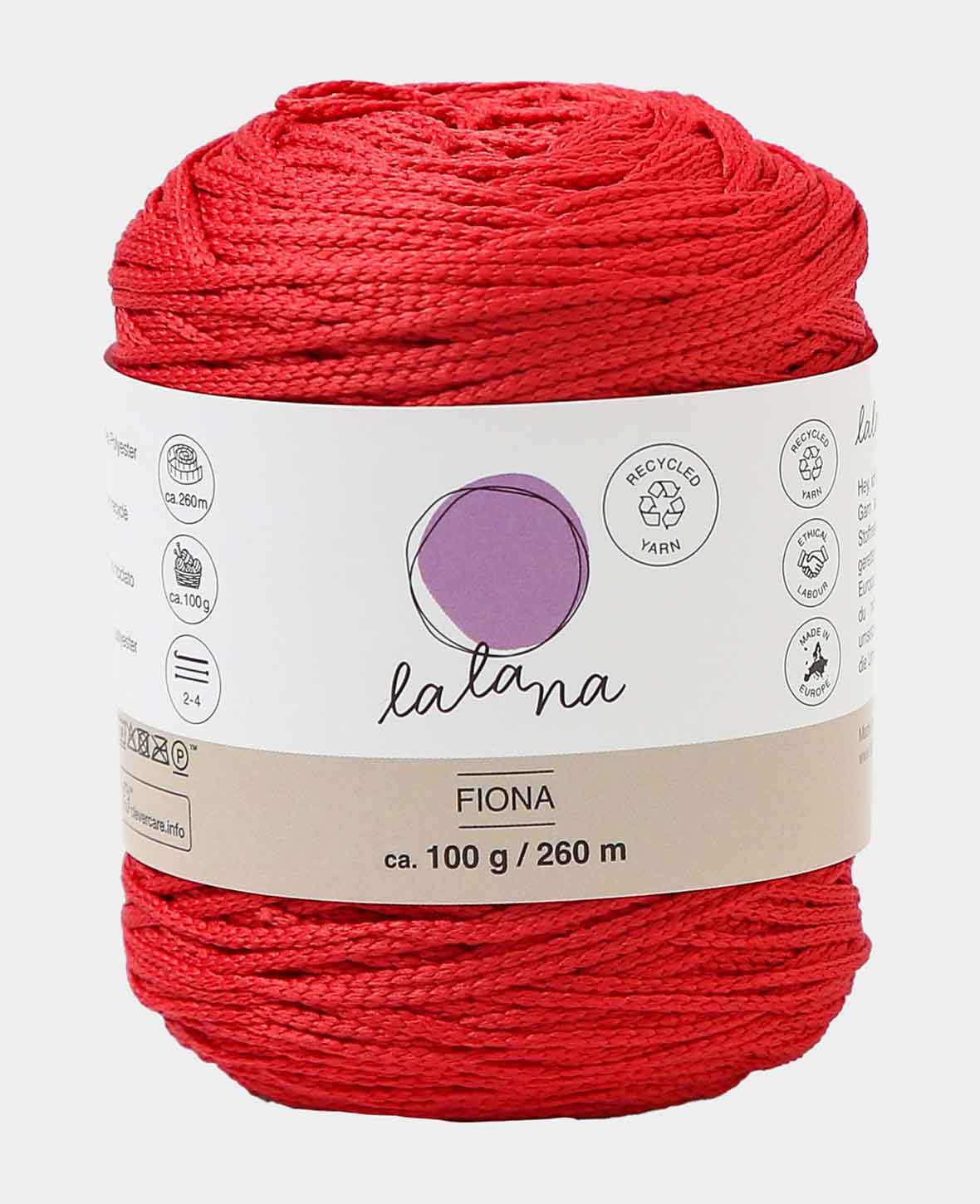 Fiona red, Lalana Kettengarn, Rot, ca. 100 g, ca. 260 m, ø 1mm