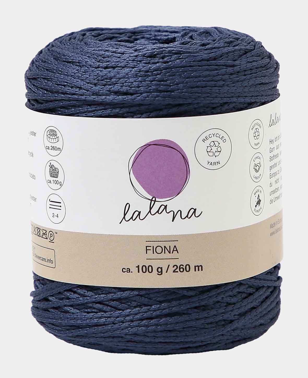 Fiona night blue, Lalana Kettengarn, Nachtblau, ca. 100 g, ca. 260 m, ø 1mm
