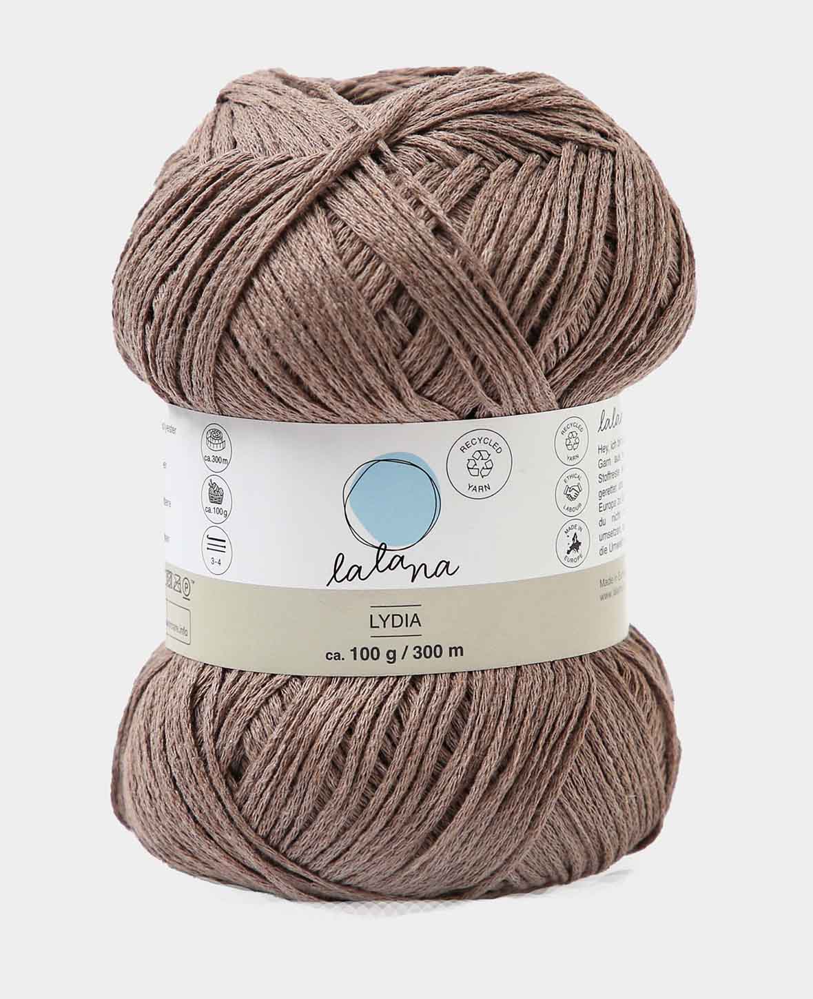 Lydia coffee, Lalana Kettengarn, Braun, ca. 100 g, ca. 300 m, ø 1.5mm