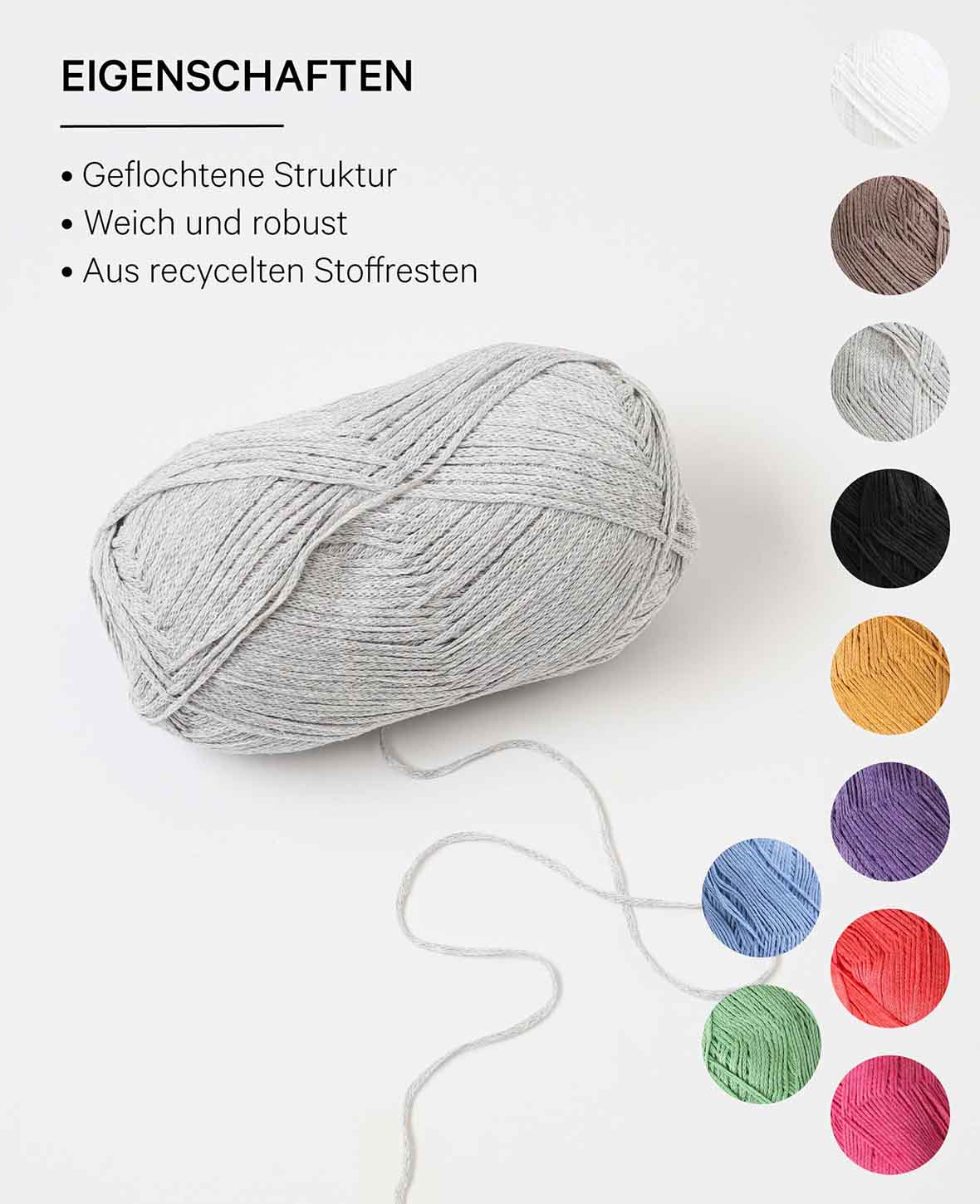 Lydia light grey, Lalana Kettengarn, Hellgrau, ca. 100 g, ca. 300 m, ø 1.5mm