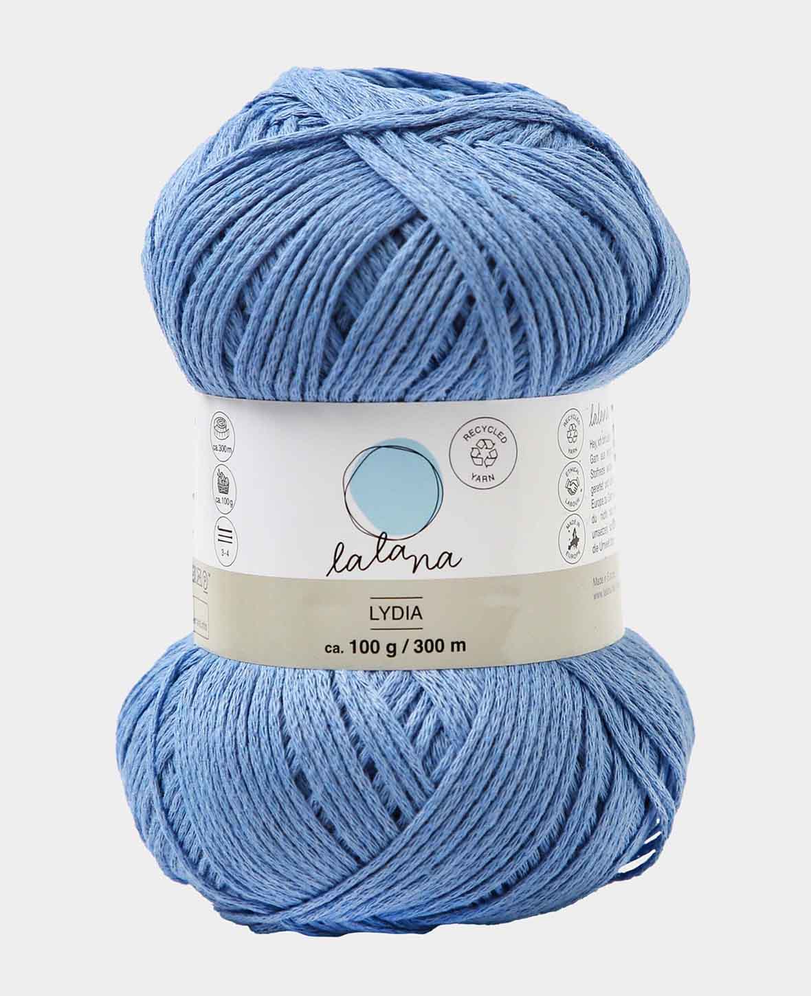Lydia medium blue, Lalana Kettengarn, Mittelblau, ca. 100 g, ca. 300 m, ø 1.5mm