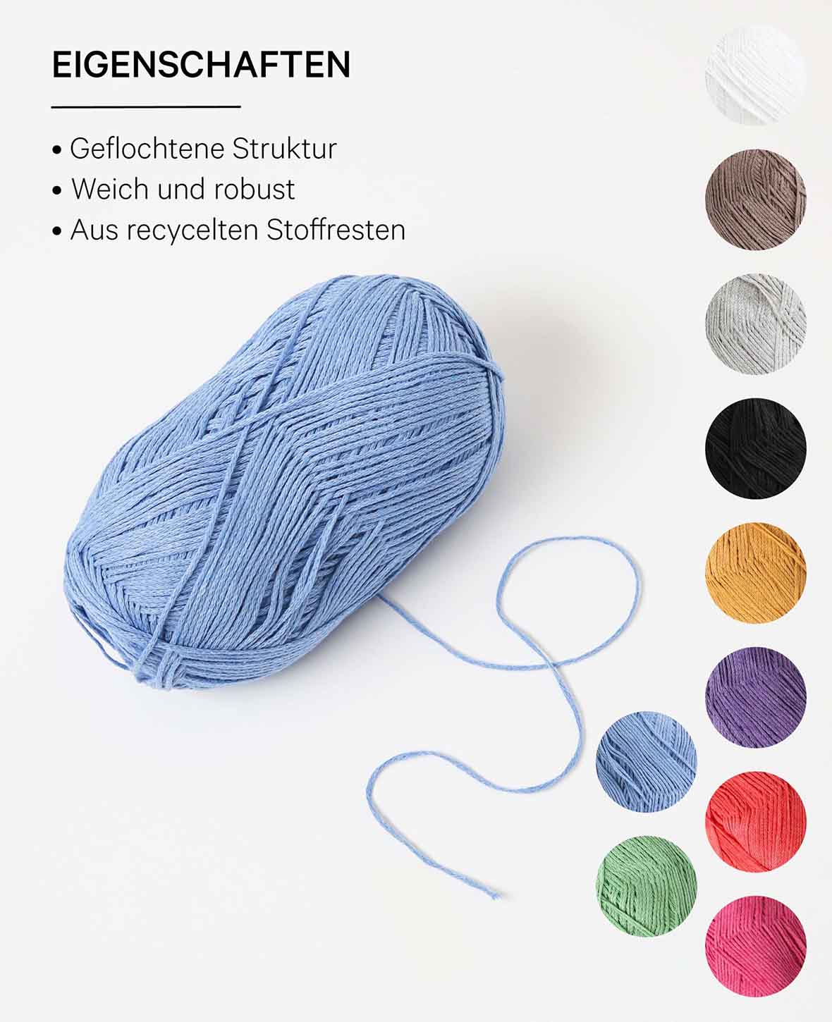 Lydia medium blue, Lalana Chainette yarn, Medium blue, approx. 100 g, approx. 300 m, ø 1.5mm
