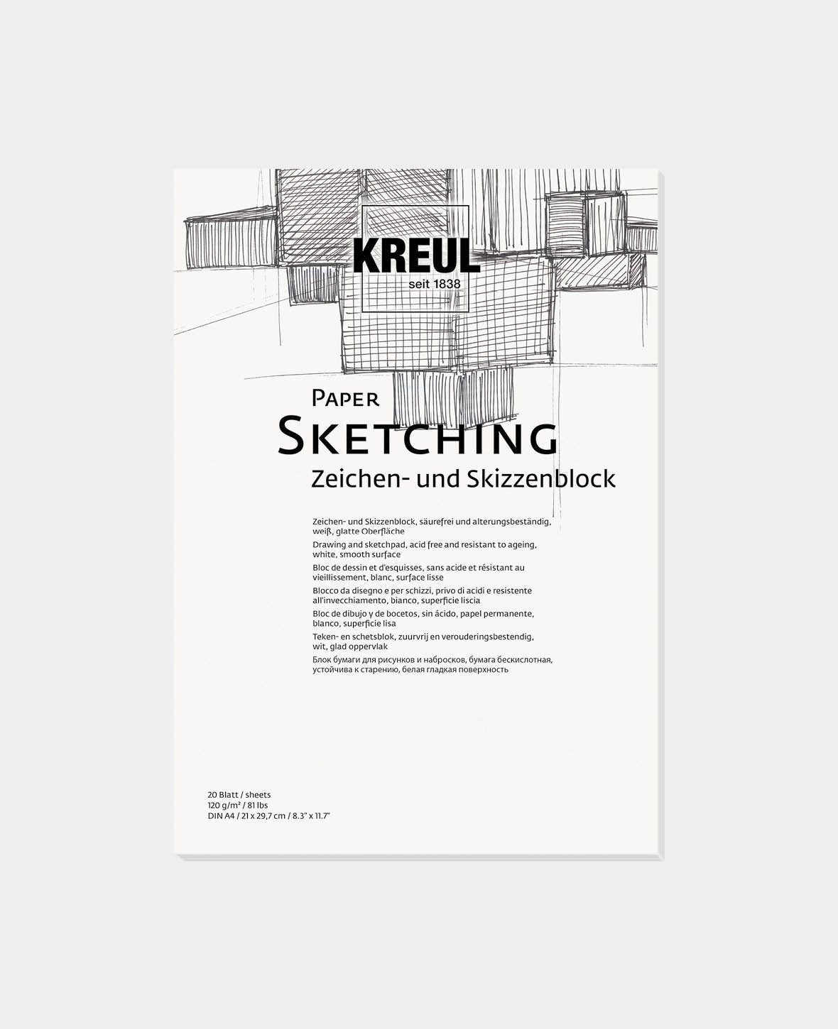 KREUL Papier Croquis 20 feuilles 120 g/m² DIN A4