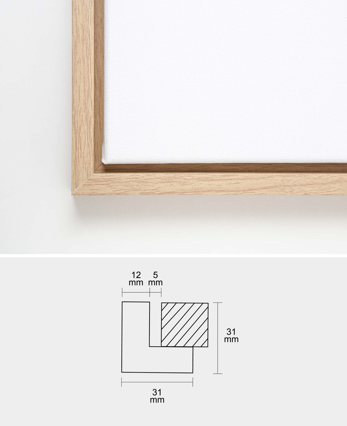 Schattenfugenrahmen-Set, 34 x 44 cm, inkl. Keilrahmen (30 x 40 cm), Kieferholz