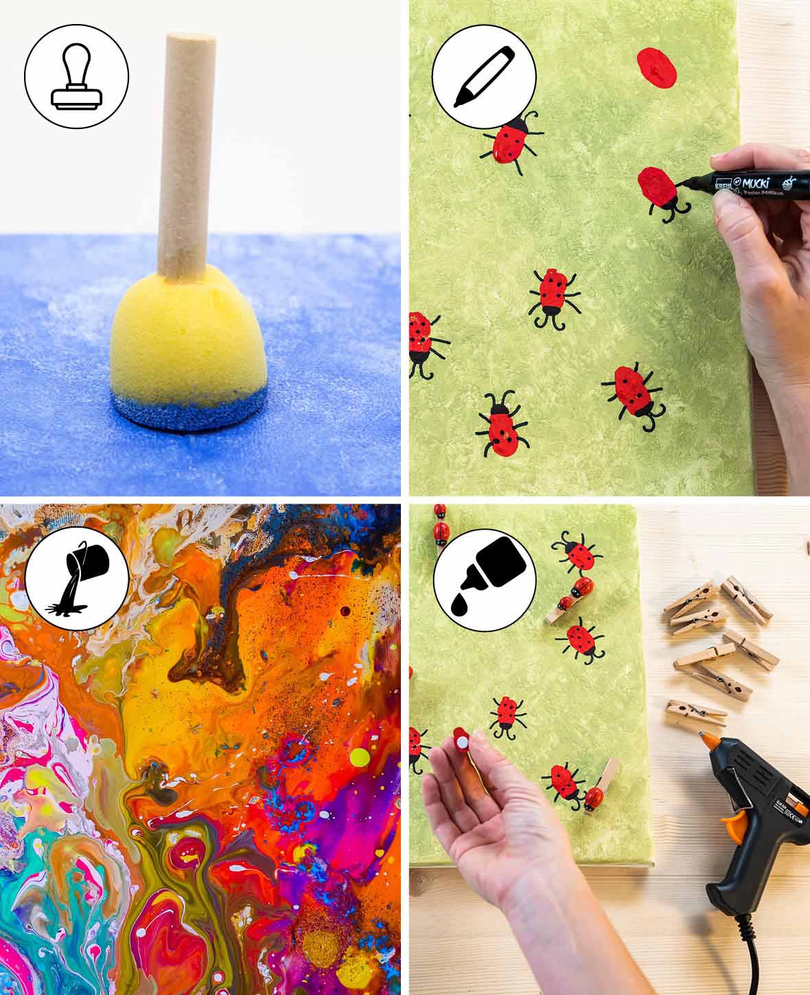 Châssis entoilé, 1,7 x 20 x 20 cm, blanc, 3 pièces