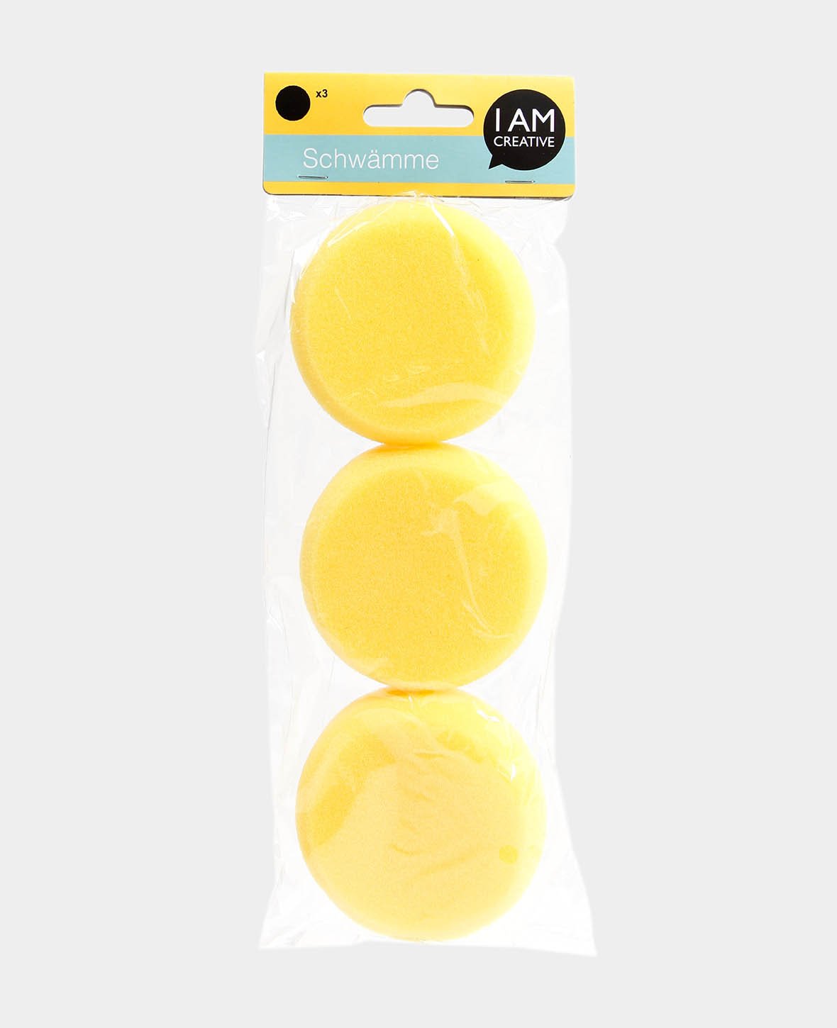 Éponges à peindre, ø 7,5 x 2,5 cm, éponges en mousse, rondes, douces, jaunes, 3 pièces