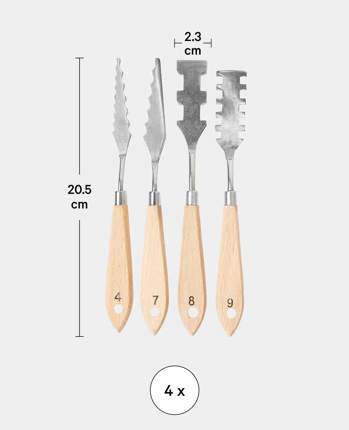 Ensemble de couteaux à peindre professionnels, ensemble de 4 spatules en acier inoxydable avec bords dentelés, spatule à peindre, 4 pièces