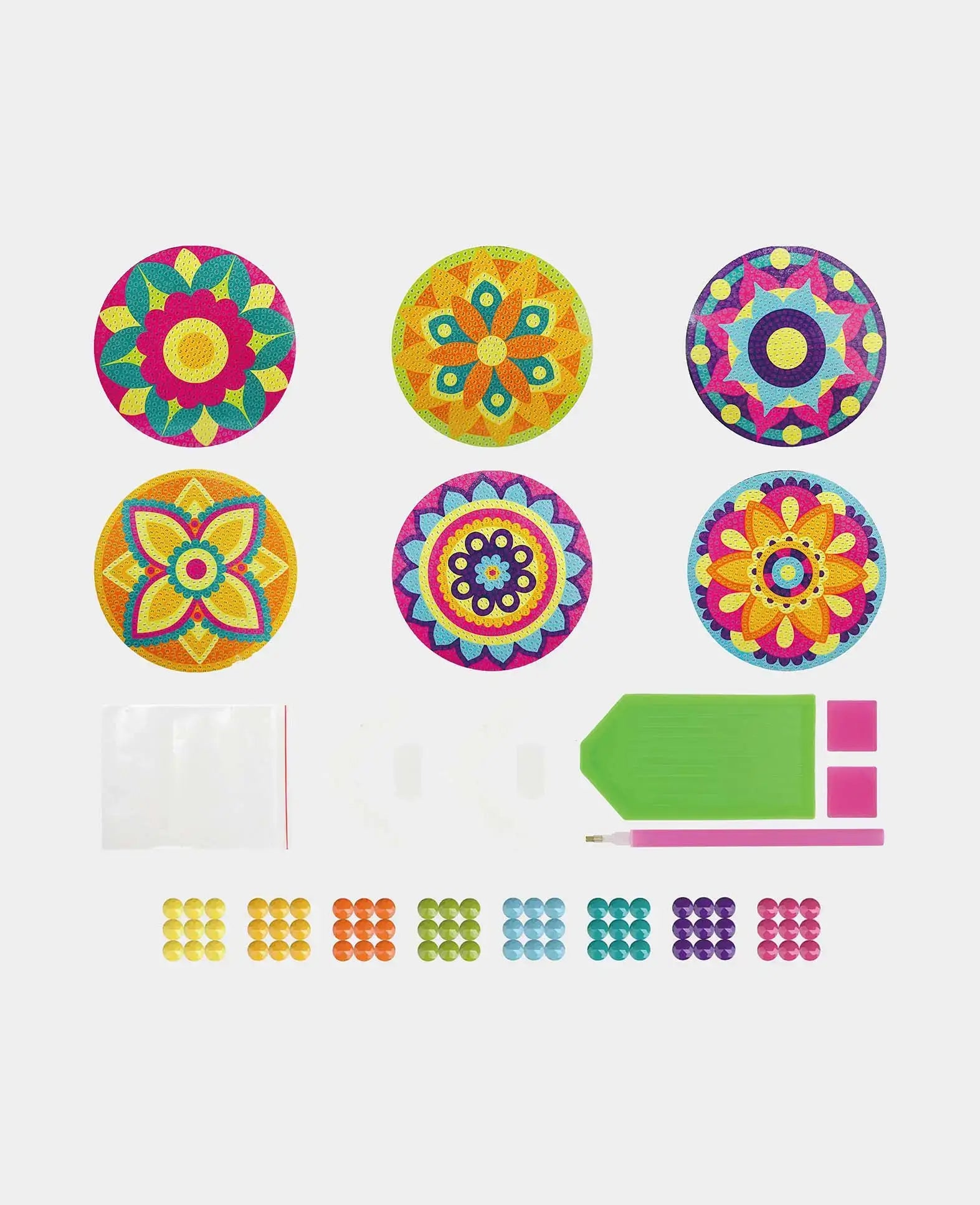 Dessous de verre Diamond Painting, Mandala, Ø 10 cm, 6 p.