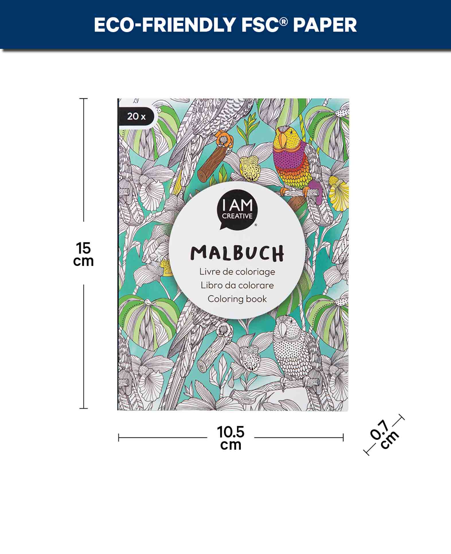 Ausmalbuch Natur aus FSC-Papier, 10.5 × 14.5 cm, 20 Seiten