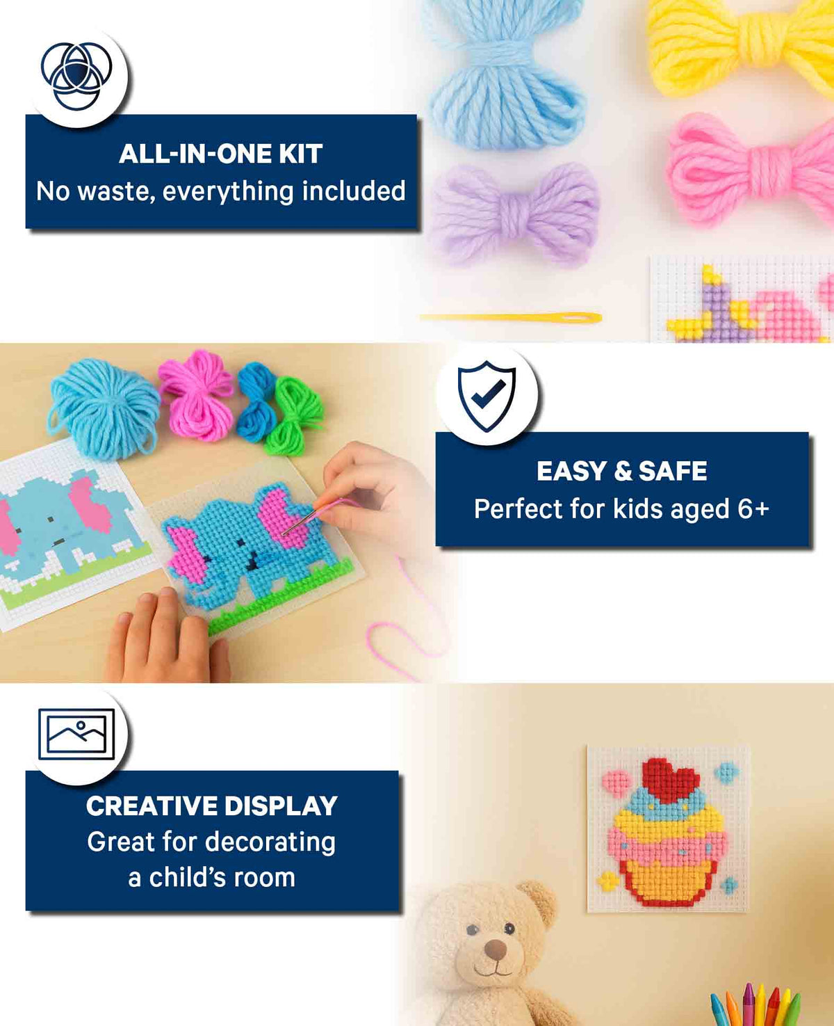 Kit de broderie éléphant, kit complet