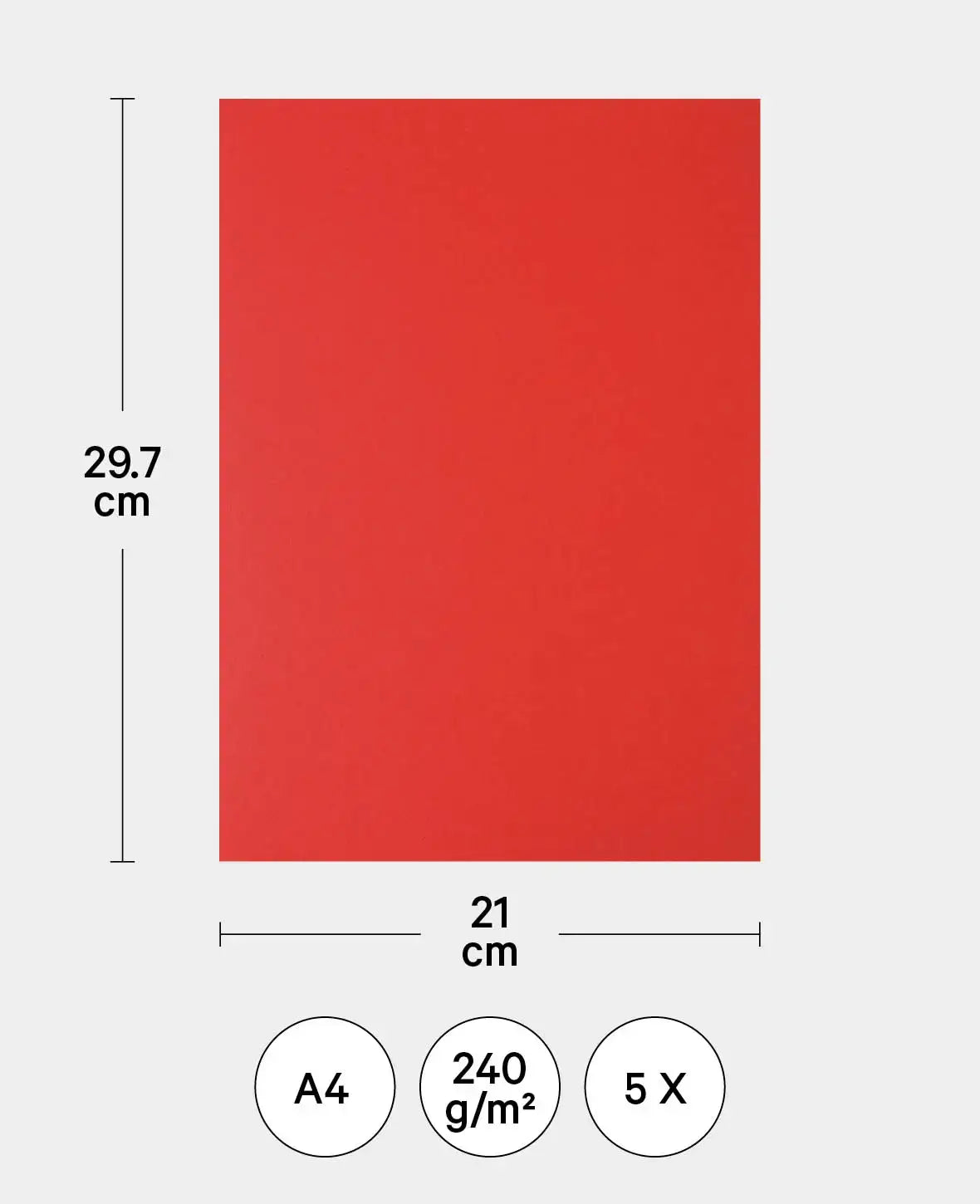 Briefkarton, Rot, 210 x 297 mm, A4, 5 Stk.