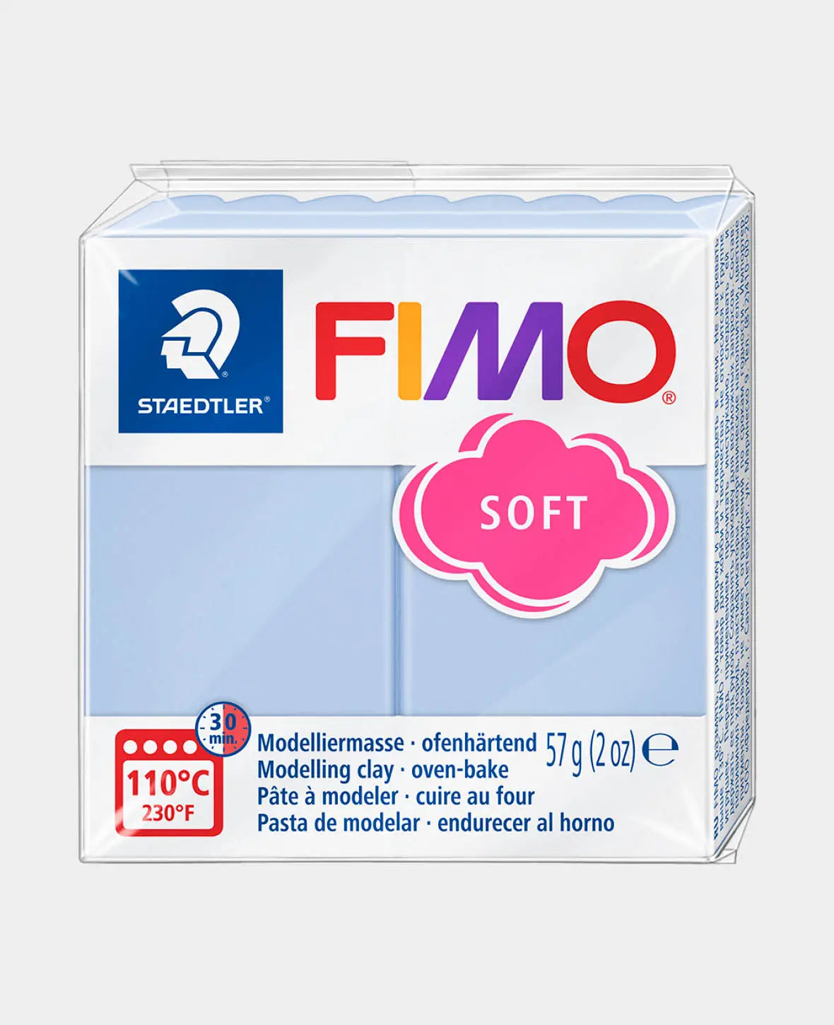 FIMO® soft Normalblock Serenity Blue, Blau, 5.5 x 5.5 x 1.5 cm à 57 g